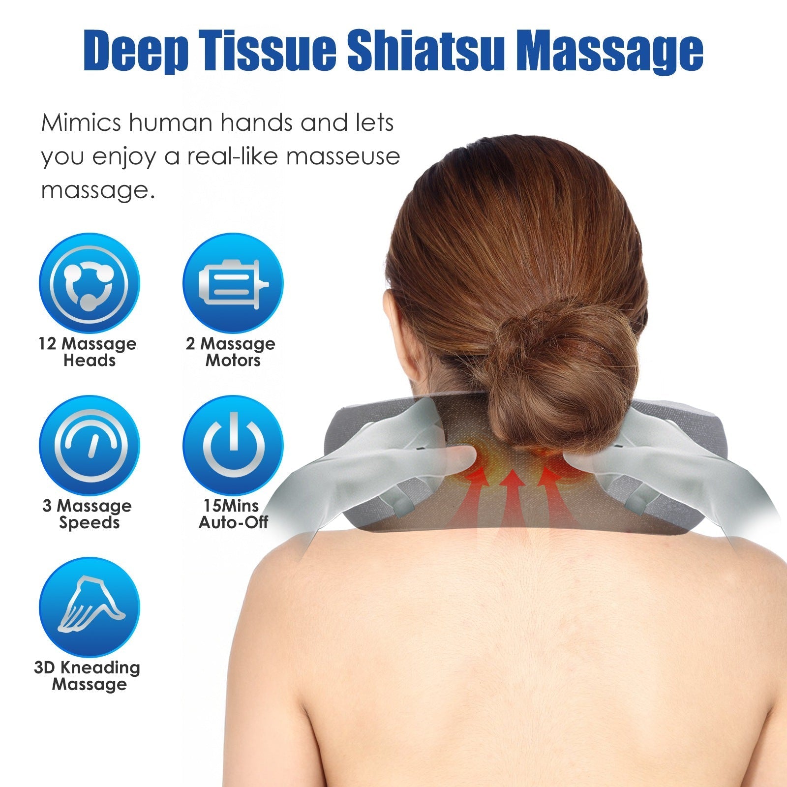 2-in-1 Heated Neck Massager Pillow – Memory Foam, 3 Speeds, Timer - OVERLANDERS Outfitter