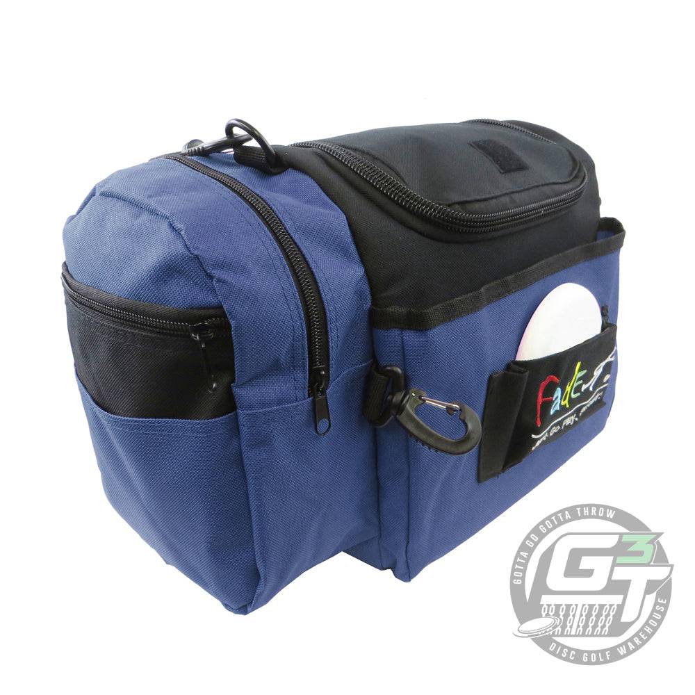 Gotta Go Gotta Throw Fade Gear Crunch Box disc golf bag with multiple compartments and vibrant colors displayed.