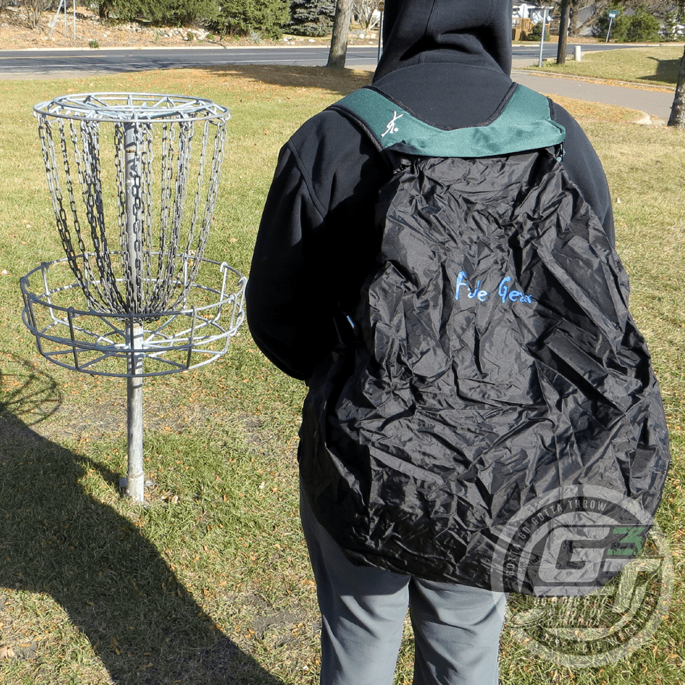 Fade Gear WeatherGuard suspenders for disc golf bag by Gotta Go Gotta Throw, showing durable strap design on a disc golf backpack.