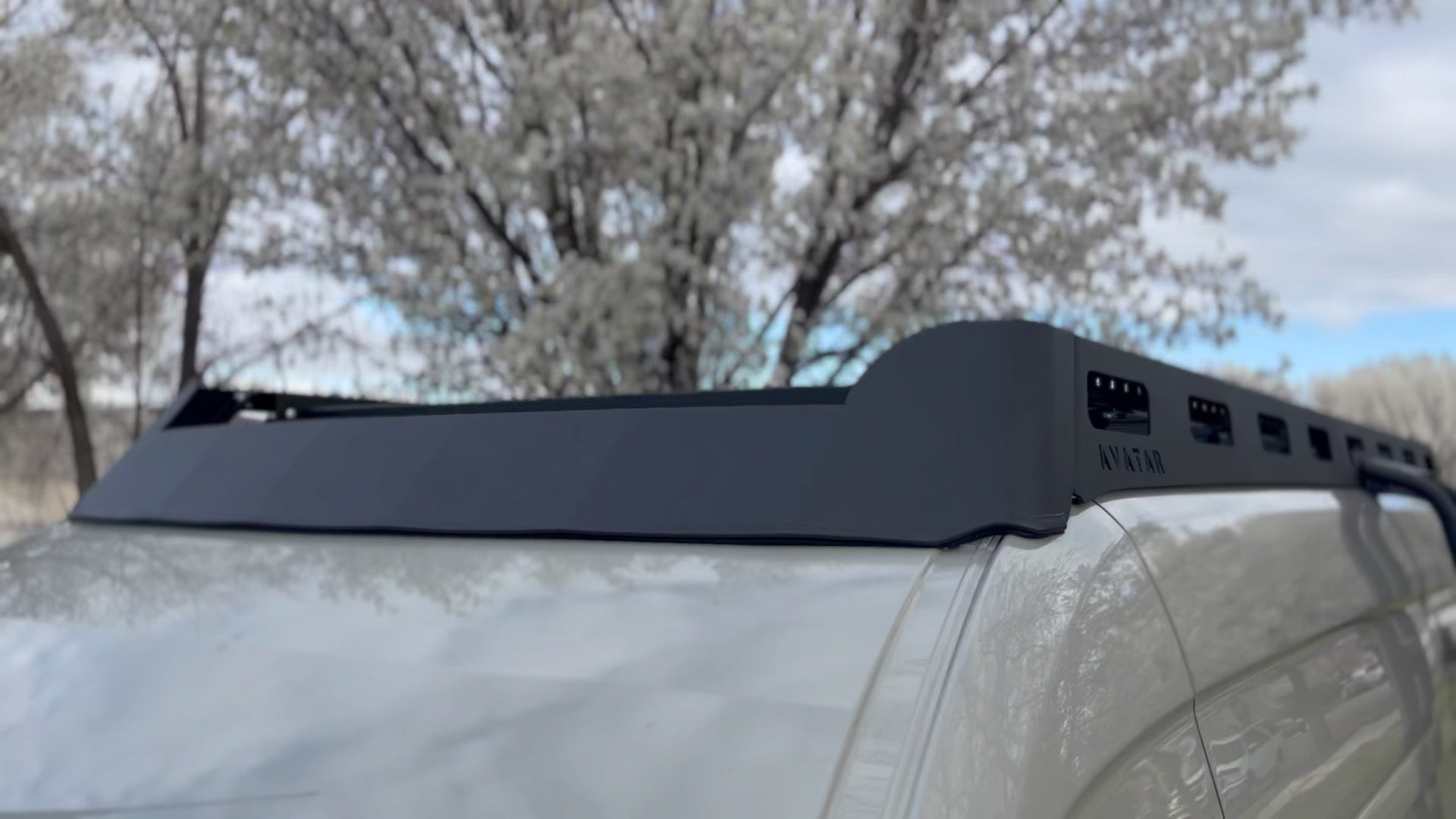 Avatar Offroad Pioneer Sprinter Roof Rack with durable metal construction and mounting points for vehicle cargo.