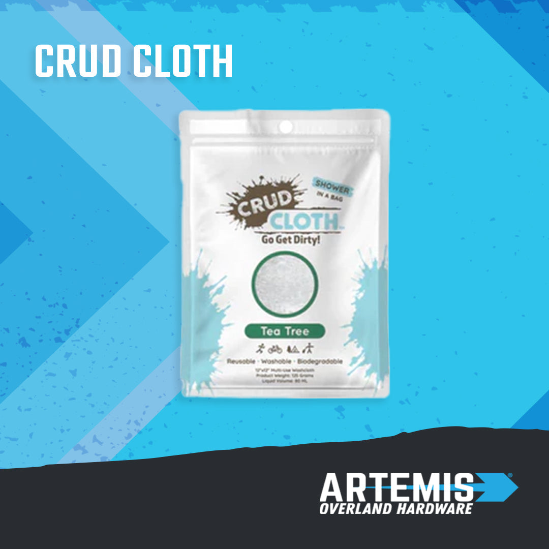 Artemis Outdoor CRUD CLOTH Shower in a Bag Singles, portable hygiene product with cloth and accessories for outdoor use.