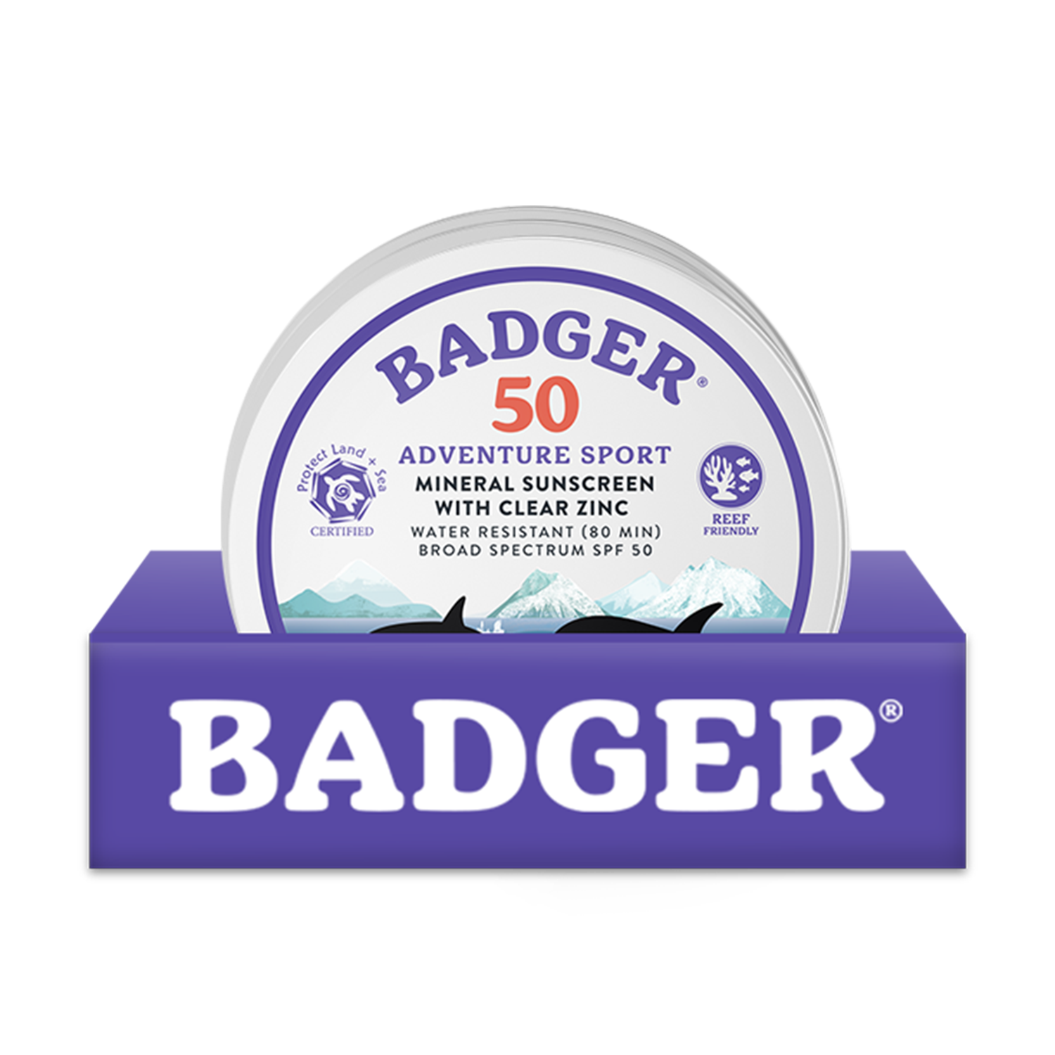 Slowly Adventure Mineral Sunscreen Tin SPF 50 with natural mineral ingredients, compact tin container, ideal for outdoor sun protection.