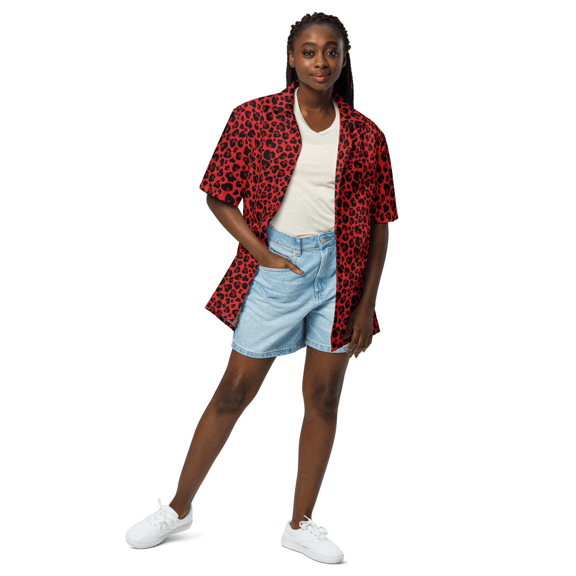 Feline Fever Red Cheetah Button-Up Shirt