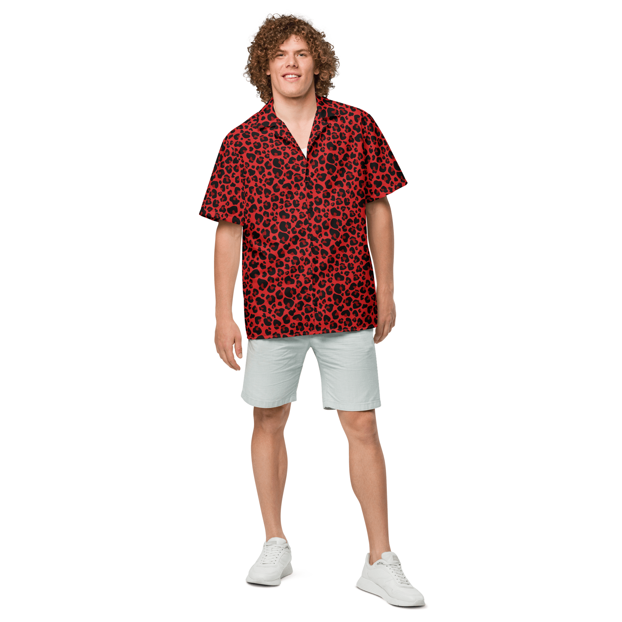 Feline Fever Red Cheetah Button-Up Shirt
