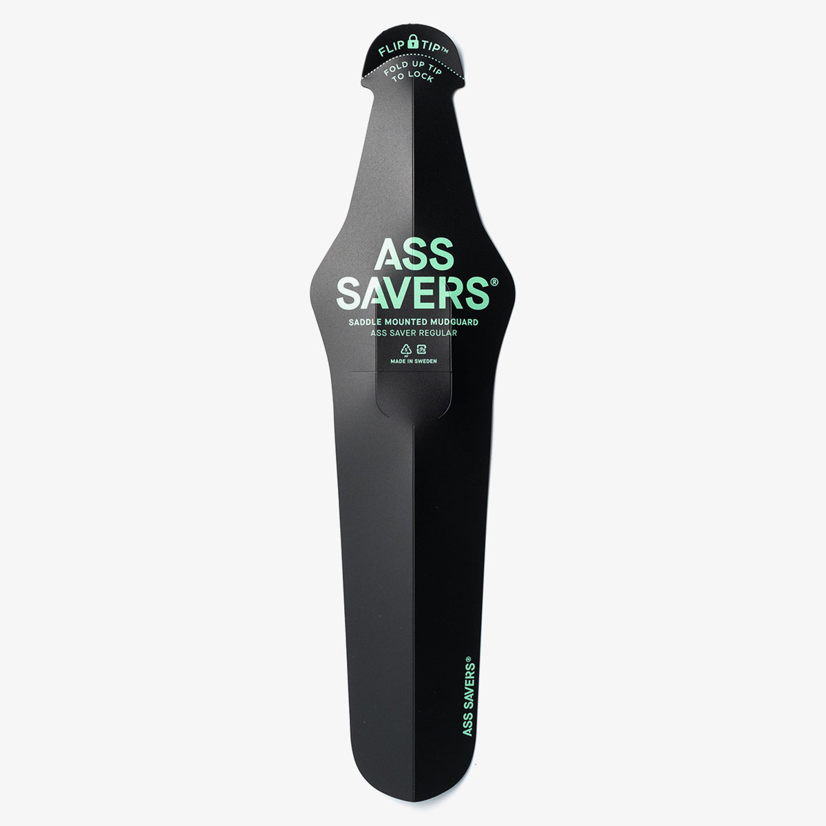 ZEITBIKE ASS SAVERS Regular Size rain fenders with green logo mounted on bicycle wheel, protecting against mud and water splashes