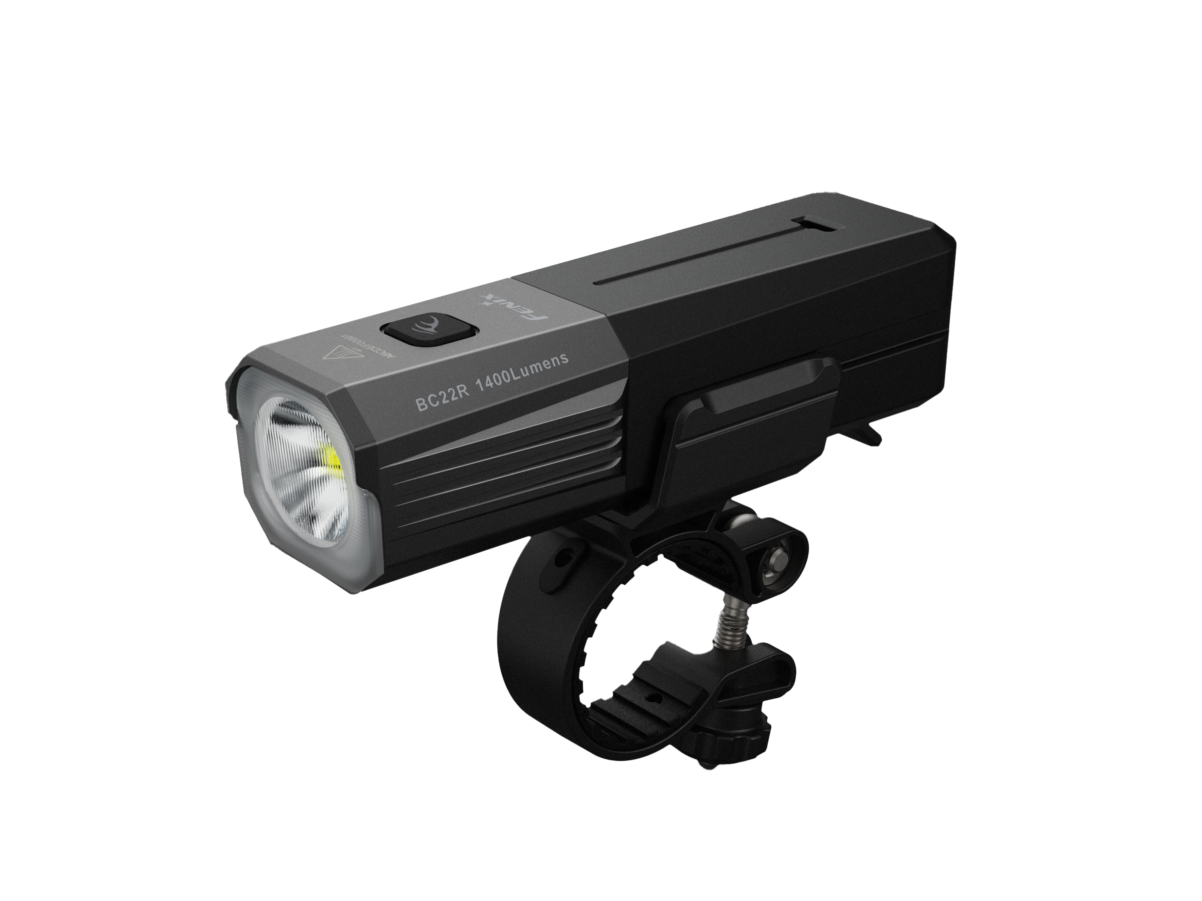 High-performance Fenix BC22R road bike light with adjustable brightness mounted on a bicycle handlebar.