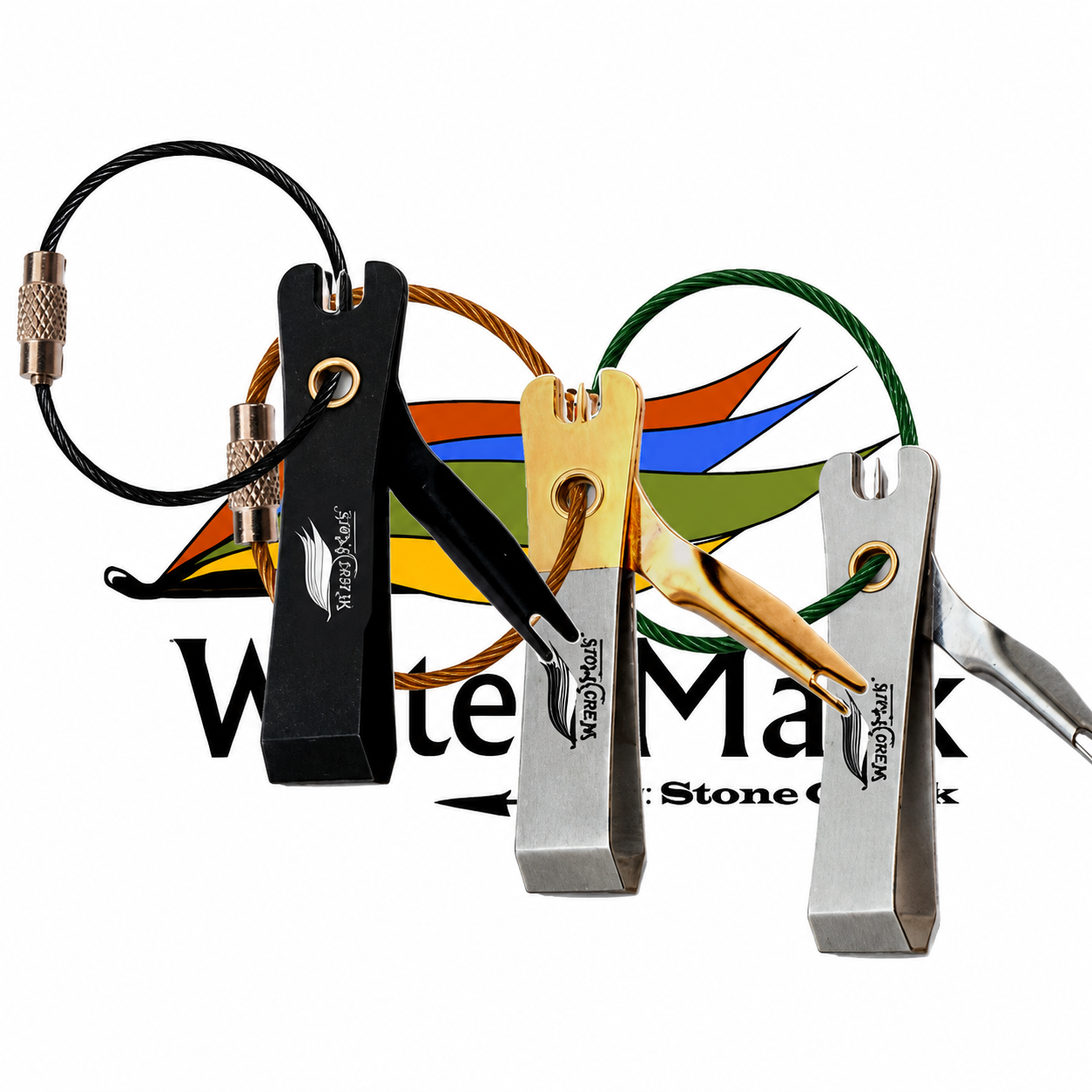 Stone Creek Outfitters Water Mark™ Nipper and Knot Tool, compact fishing accessory with stainless steel jaws for tying knots and cutting lines.