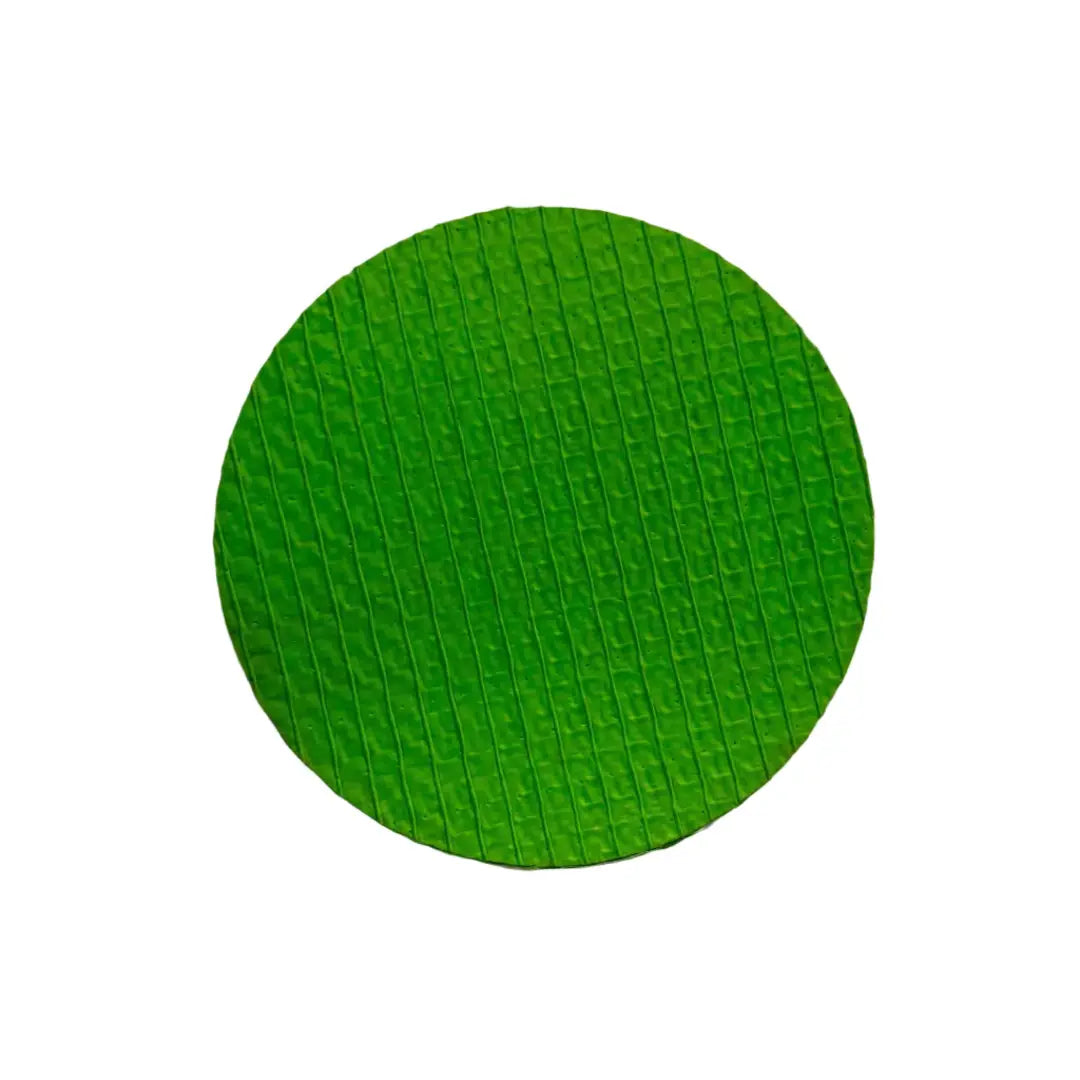Lime green Fire Hose Coasters from Recycled Firefighter's Supply Line Edition, made from recycled fire hose material.