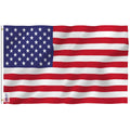 American Patriot Flag 3x5 by SFT2 Tactical, featuring vibrant red, white, and blue colors, displayed outdoors against a clear sky.