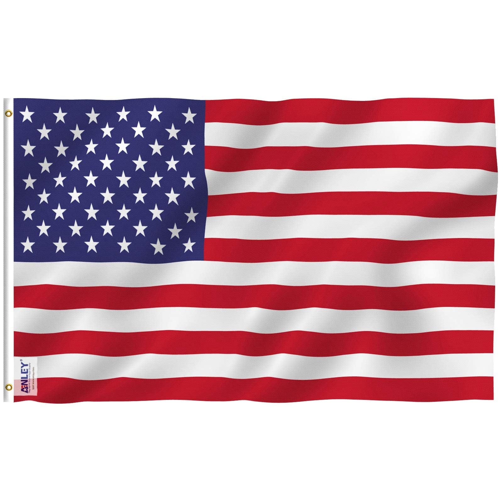 American Patriot Flag 3x5 by SFT2 Tactical, featuring vibrant red, white, and blue colors, displayed outdoors against a clear sky.