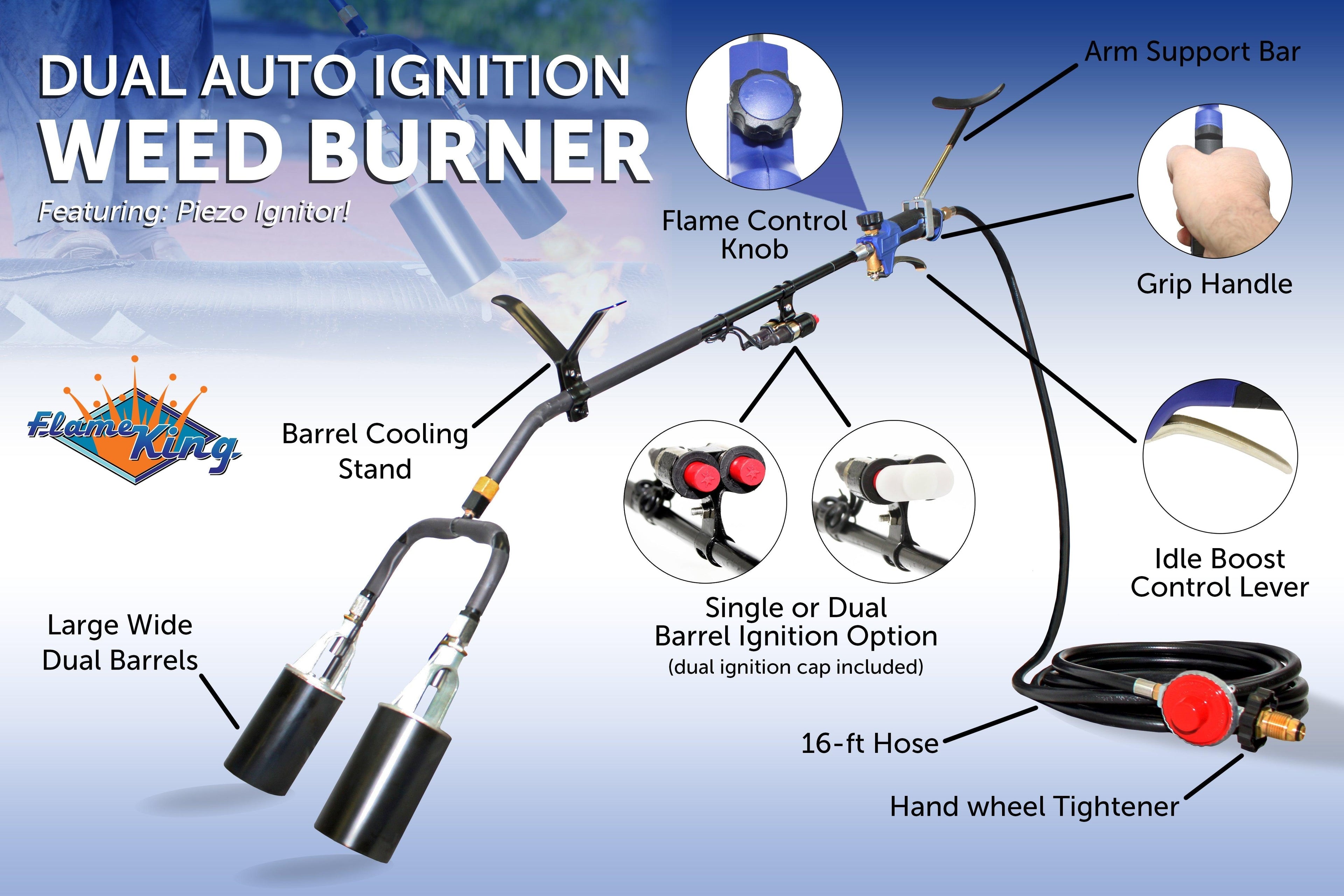 Flame King 500,000 BTU X 2 Torch Head Dual Propane Weed Burner Torch - We The Collective