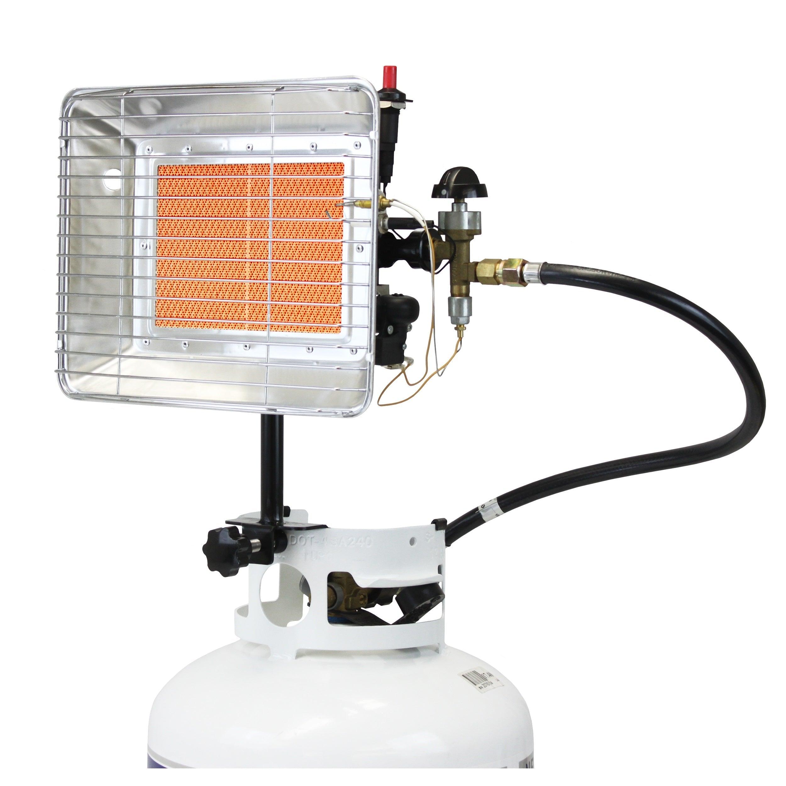 Flame King 13,000 BTU outdoor portable propane tank top camping heater with igniter, black metal body and control knob