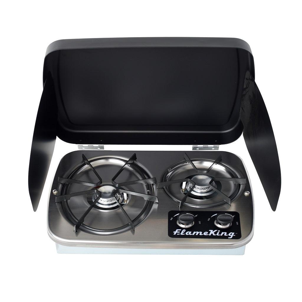 Flame King 2 Burner Built-In RV Trailer Stove with Wind Shield - We The Collective