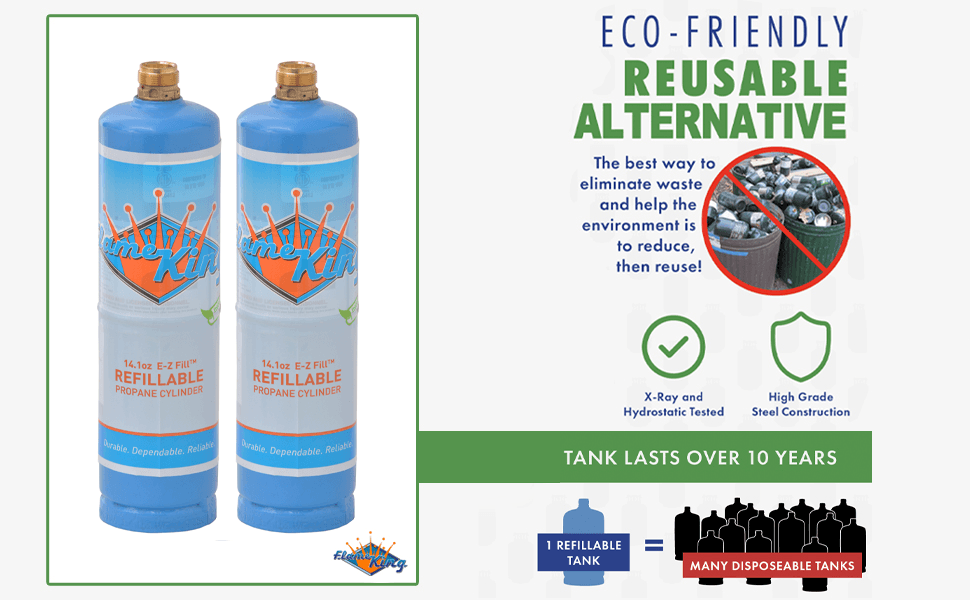 Flame King 2 Pack Eco Friendly Sustainable 1lb Refillable Propane Tank Welding LP Cylinder 14.1 - We The Collective