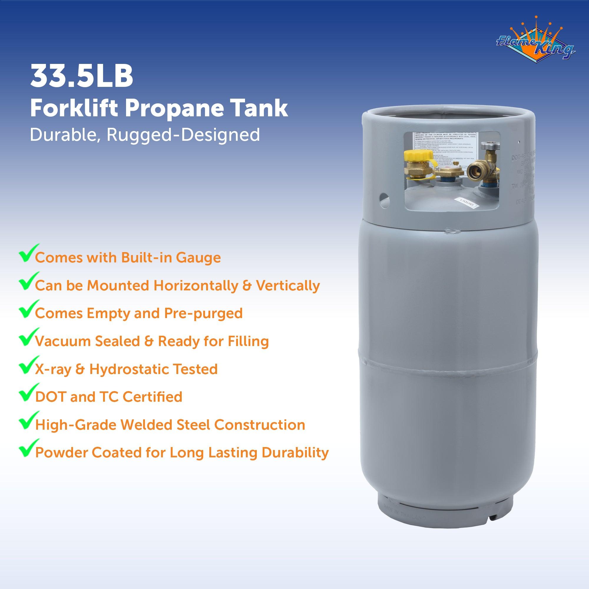 Flame King 33.5lb Forklift Steel Propane Tank Cylinder with Gauge - OVERLANDERS Outfitter