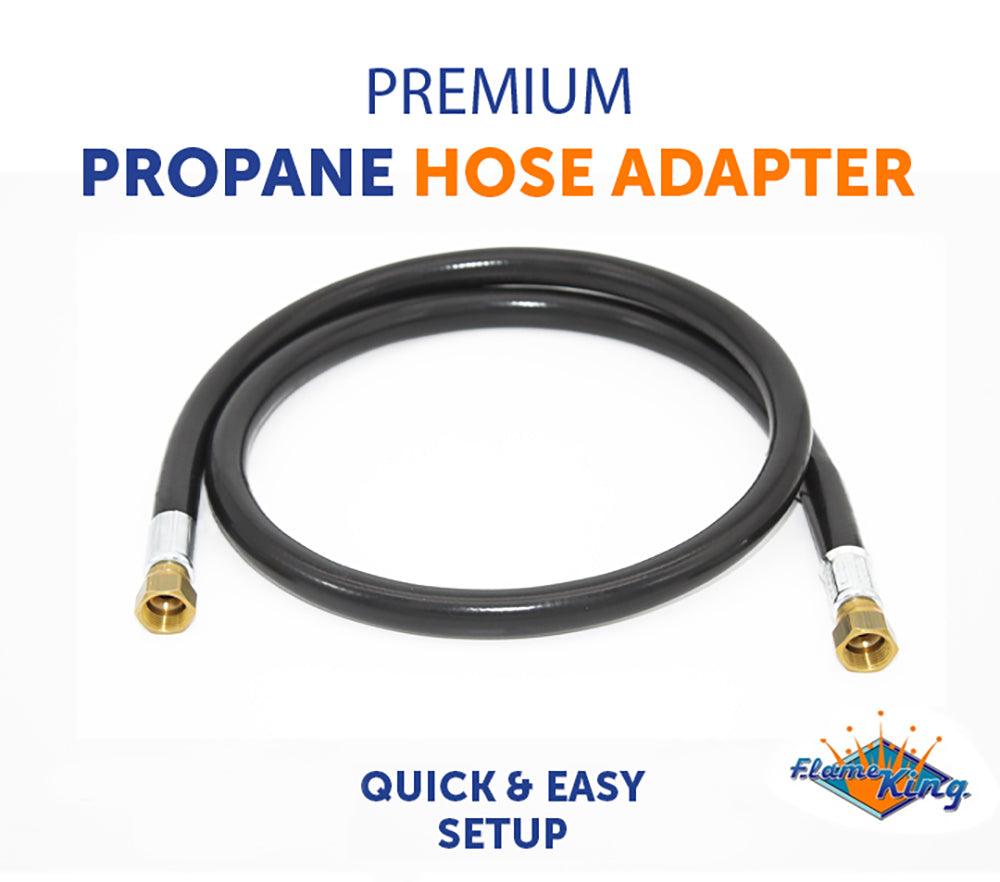 Flame King 48-inch thermo rubber RV slide out hose assembly with 3/8'' ID, featuring female connectors on both ends.