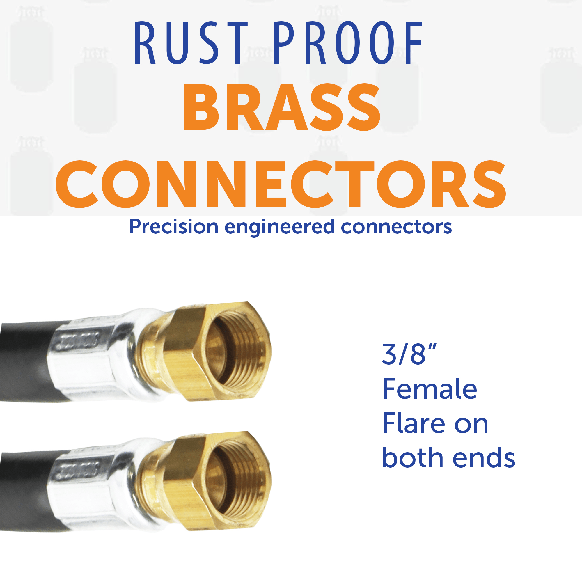 Flame King 48-inch thermo rubber RV slide out hose assembly with 3/8'' ID, featuring female to female connectors.