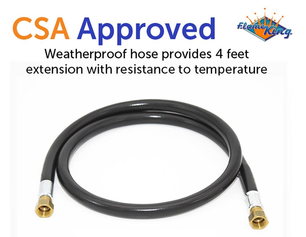 Flame King 48-inch thermo rubber RV slide out hose assembly with 3/8'' ID, featuring female to female connectors.
