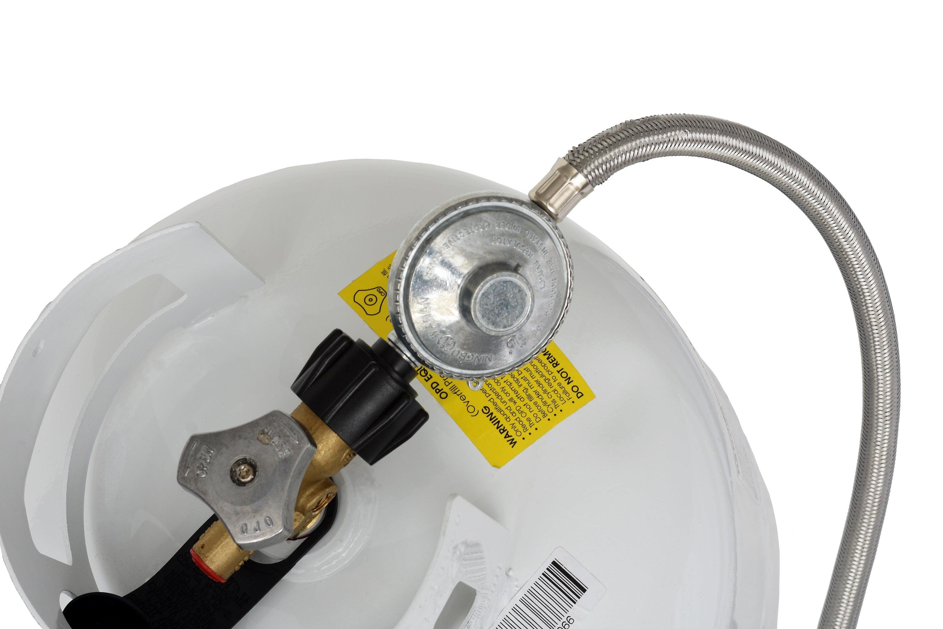Flame King 5 FT QCC to 3/8″ Female Flare Nut w/Regulator-Steel Braided Hose - We The Collective