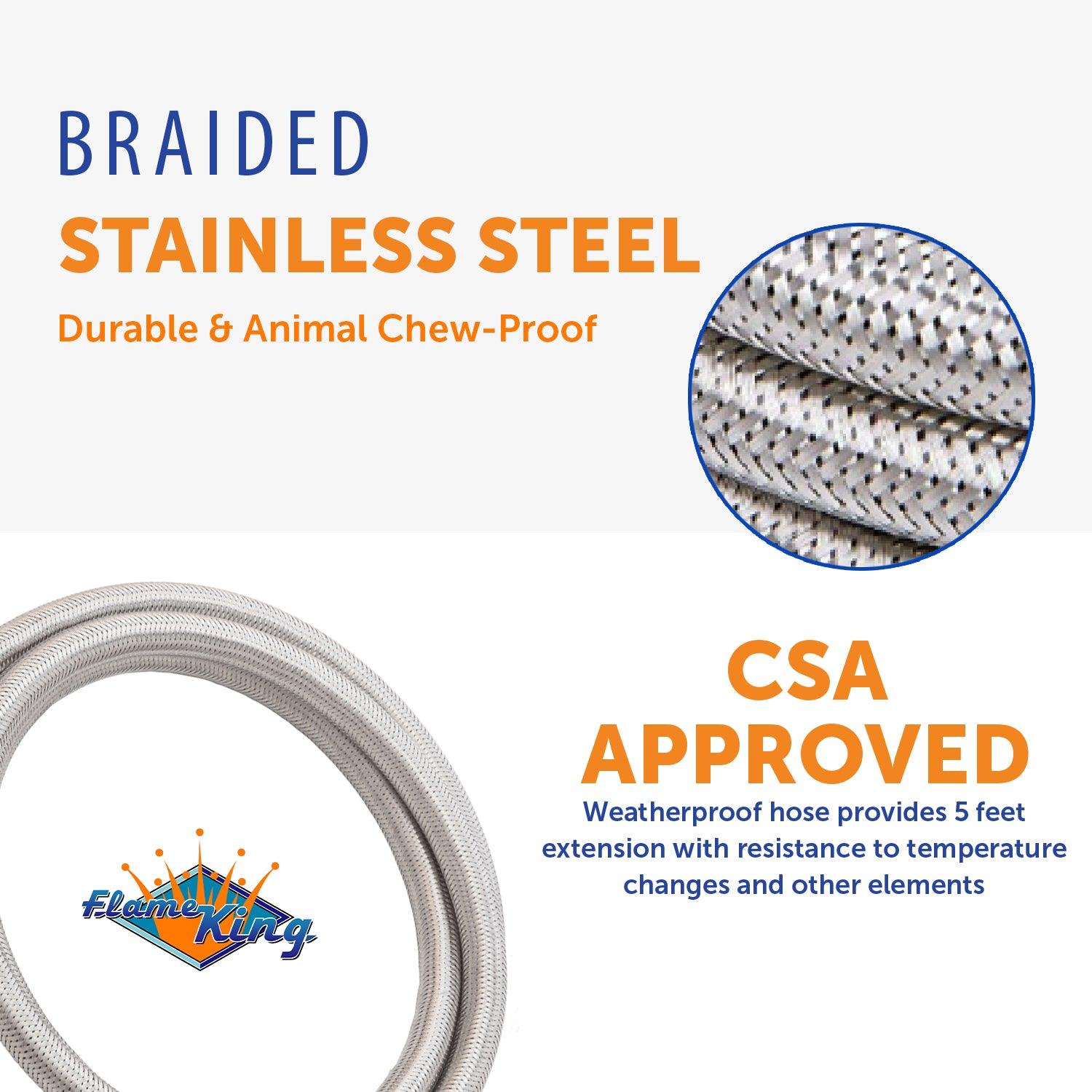 Flame King 5 FT QCC to CGA600 Male Connection-Steel Braided Hose - We The Collective