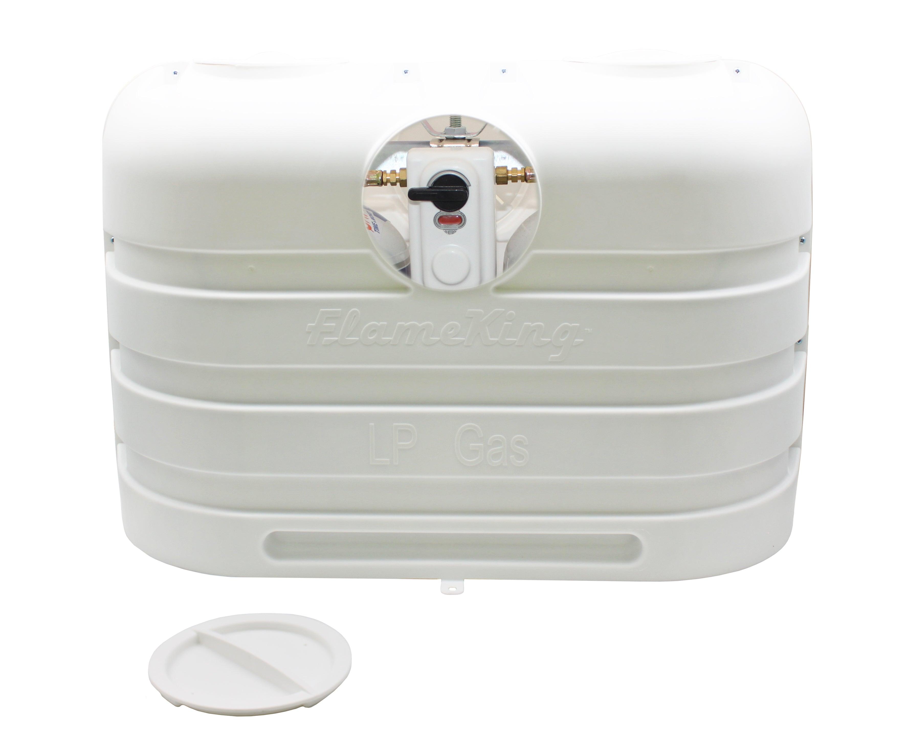 Flame King Dual 20LB LP Propane Tank Light Plastic Heavy Duty Cover Rv Trailer White - We The Collective
