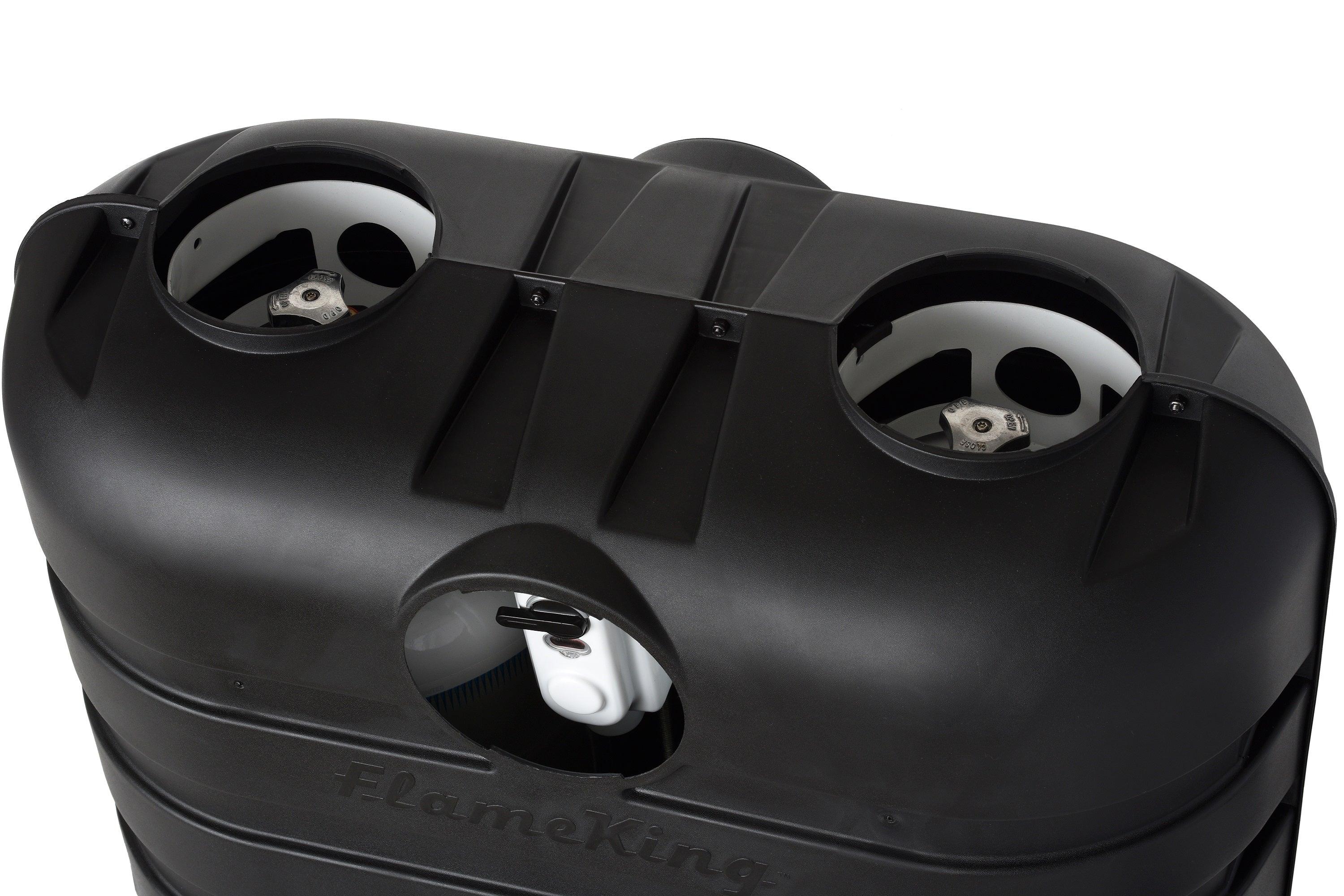 Flame King Dual 30LB LP Propane Tank Light Plastic Heavy Duty Cover RV Trailer Black - We The Collective