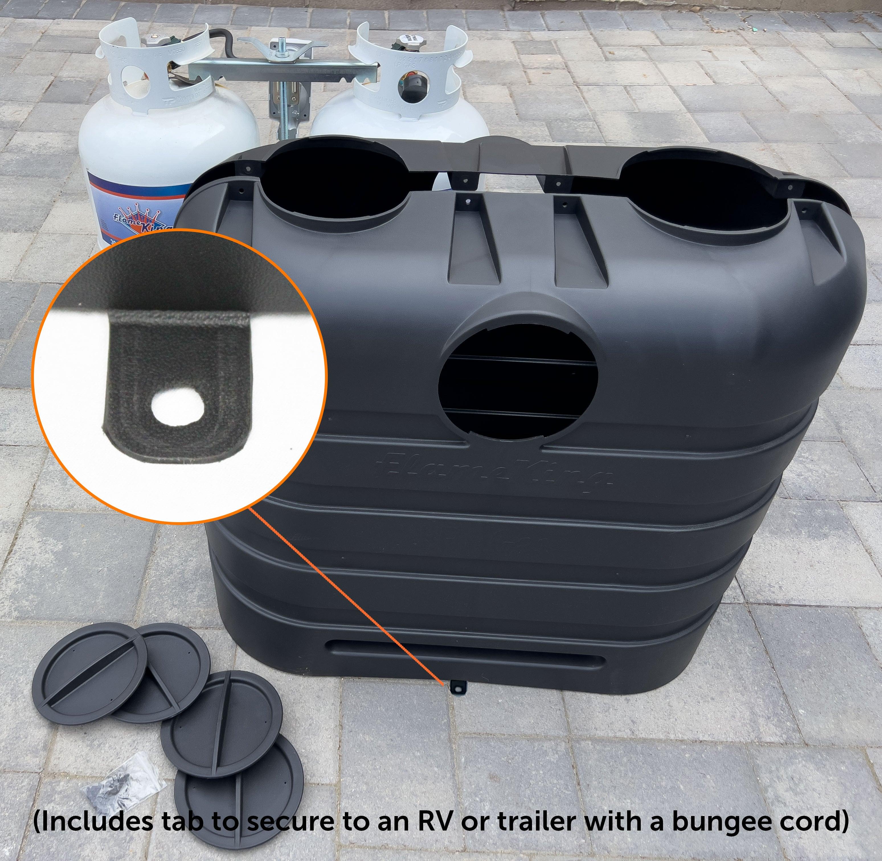 Flame King Dual 30LB LP Propane Tank Light Plastic Heavy Duty Cover RV Trailer Black - We The Collective