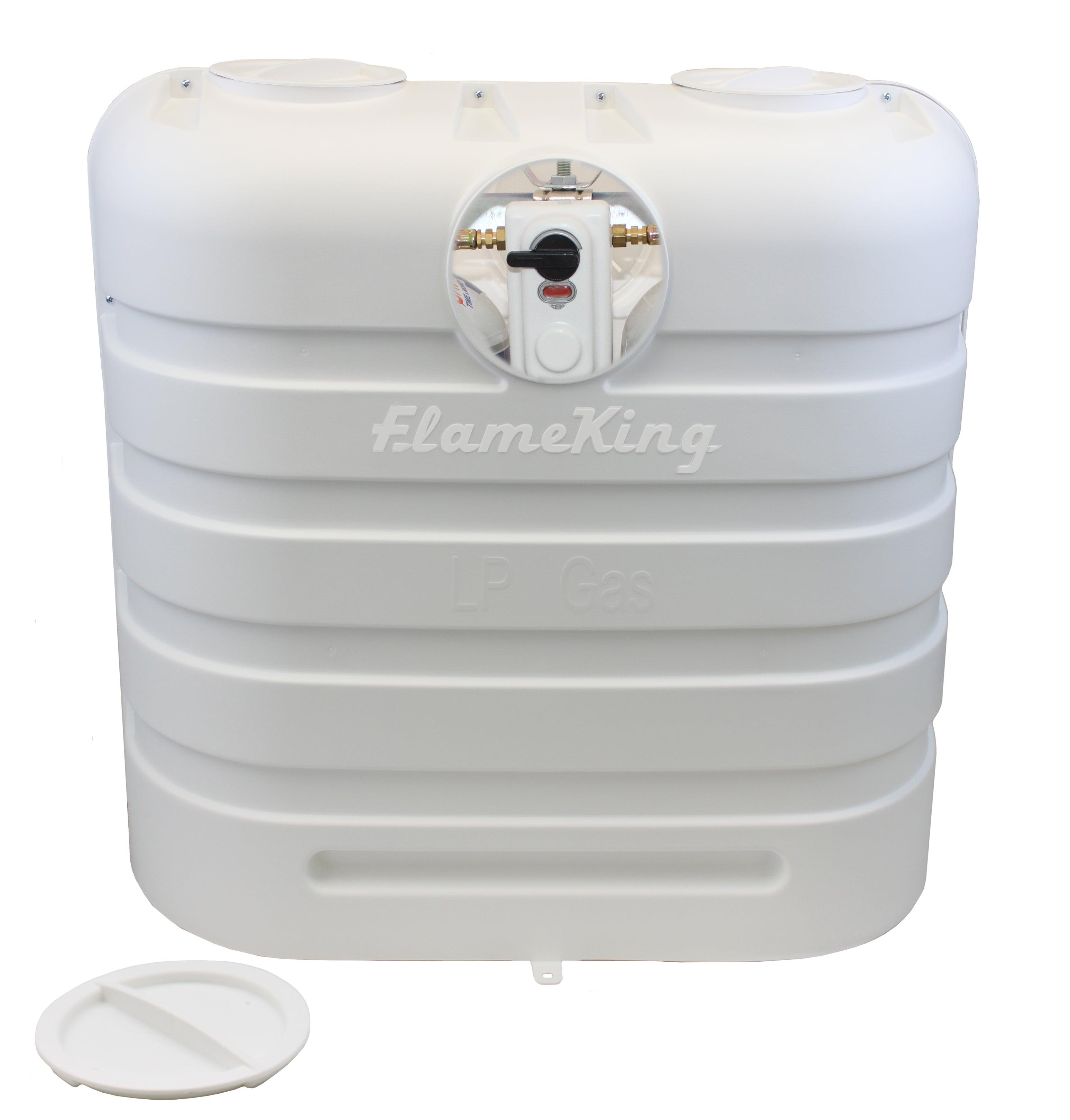 Flame King Dual 30LB LP Propane Tank Light Plastic Heavy Duty Cover RV Trailer White - We The Collective