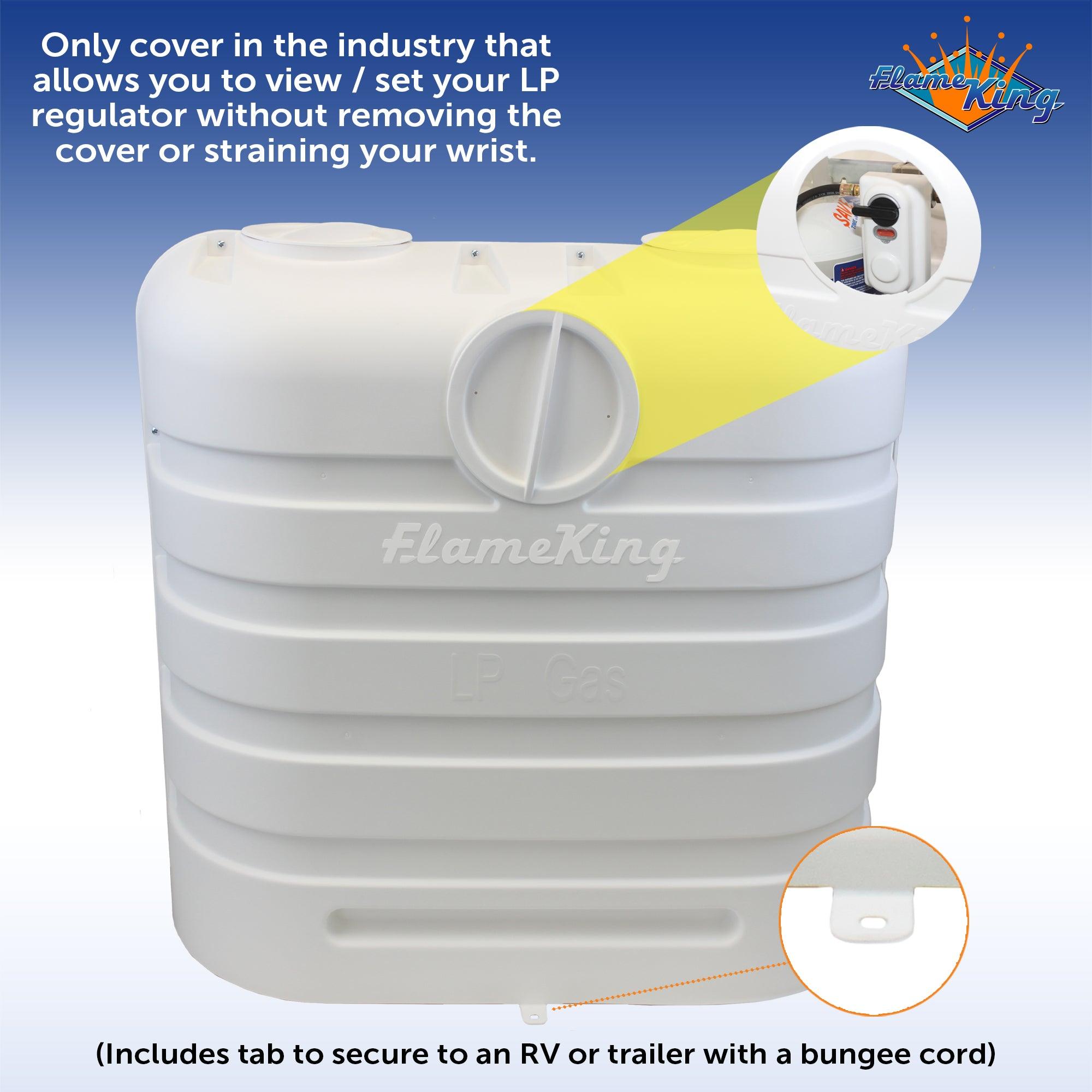 Flame King Dual 30LB LP Propane Tank Light Plastic Heavy Duty Cover RV Trailer White - We The Collective