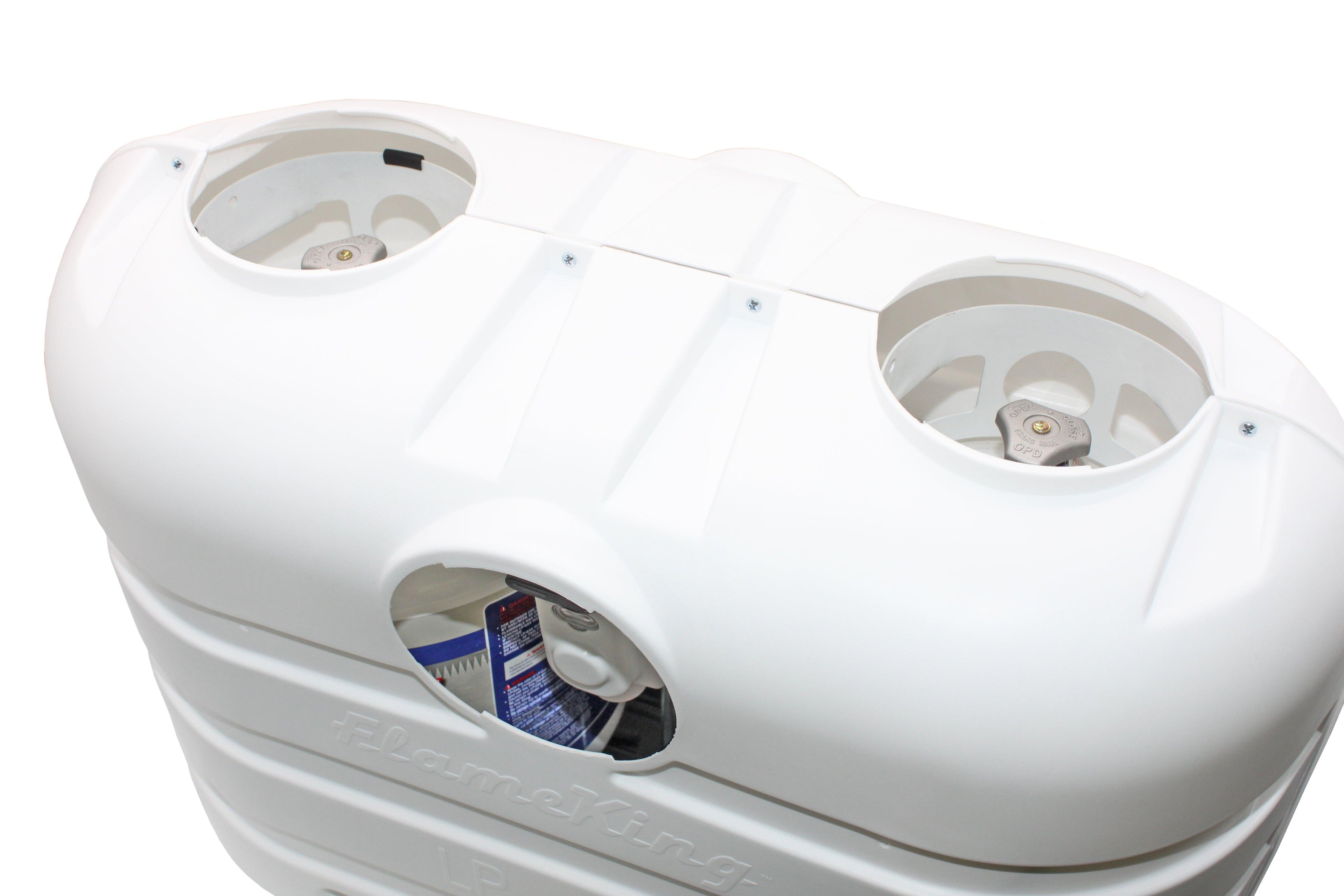 Flame King Dual 30LB LP Propane Tank Light Plastic Heavy Duty Cover RV Trailer White - We The Collective