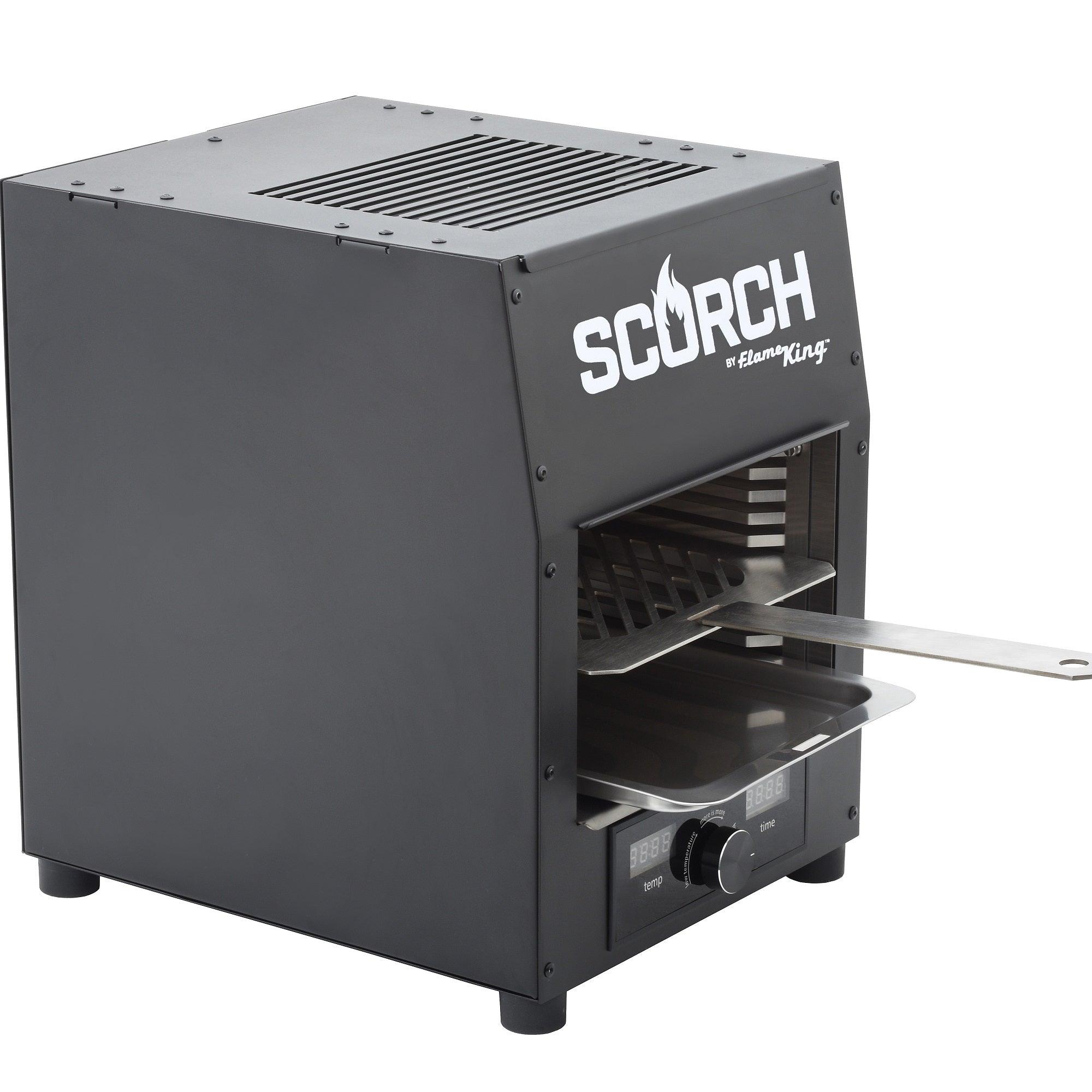 Flame King Electric Rapid Scorch Grill Cooker Oven with a sleek design and grill cooking surface displayed.