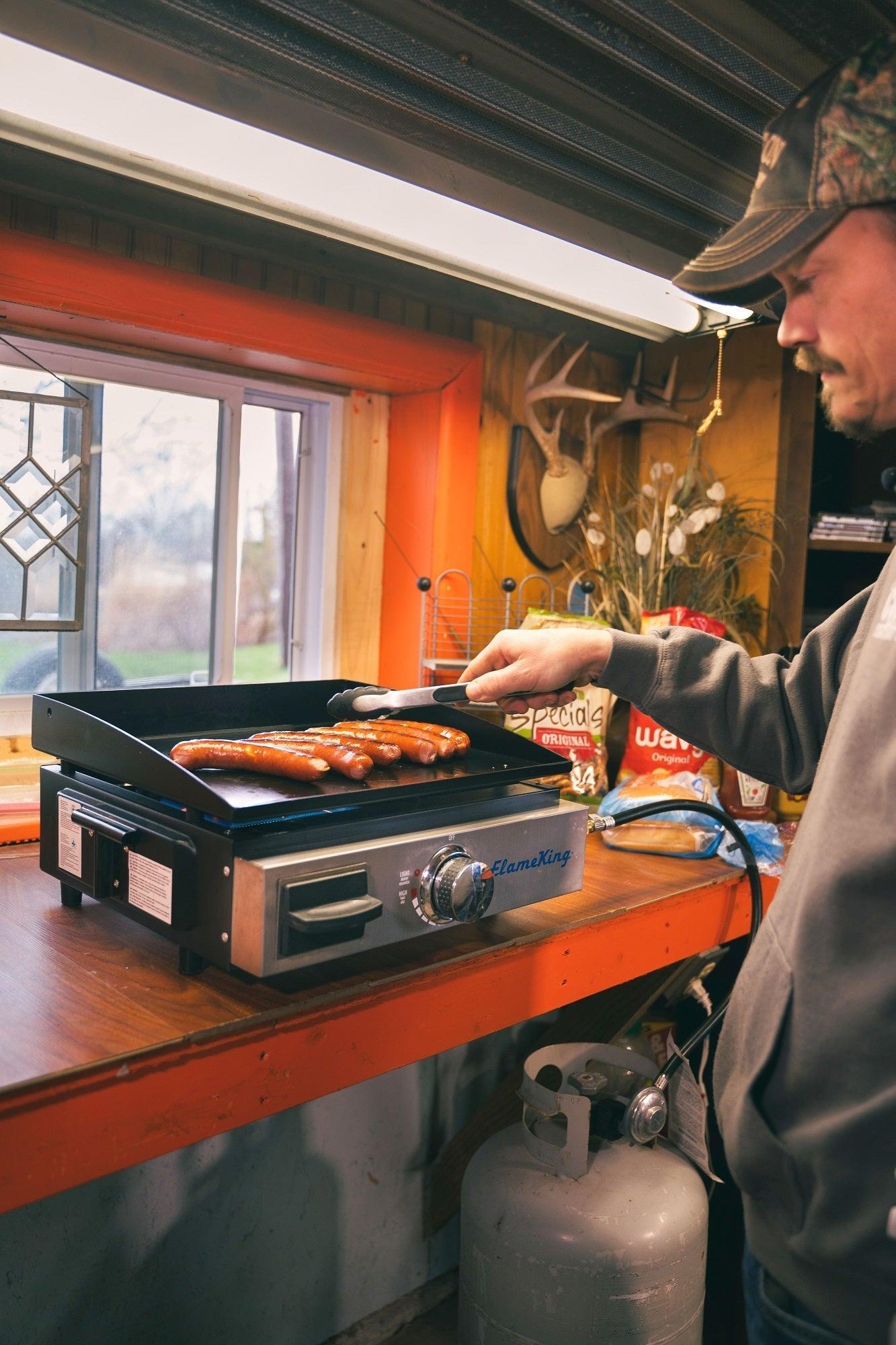 Flame King Flat Top Portable Propane Cast Iron Grill Griddle - OVERLANDERS Outfitter