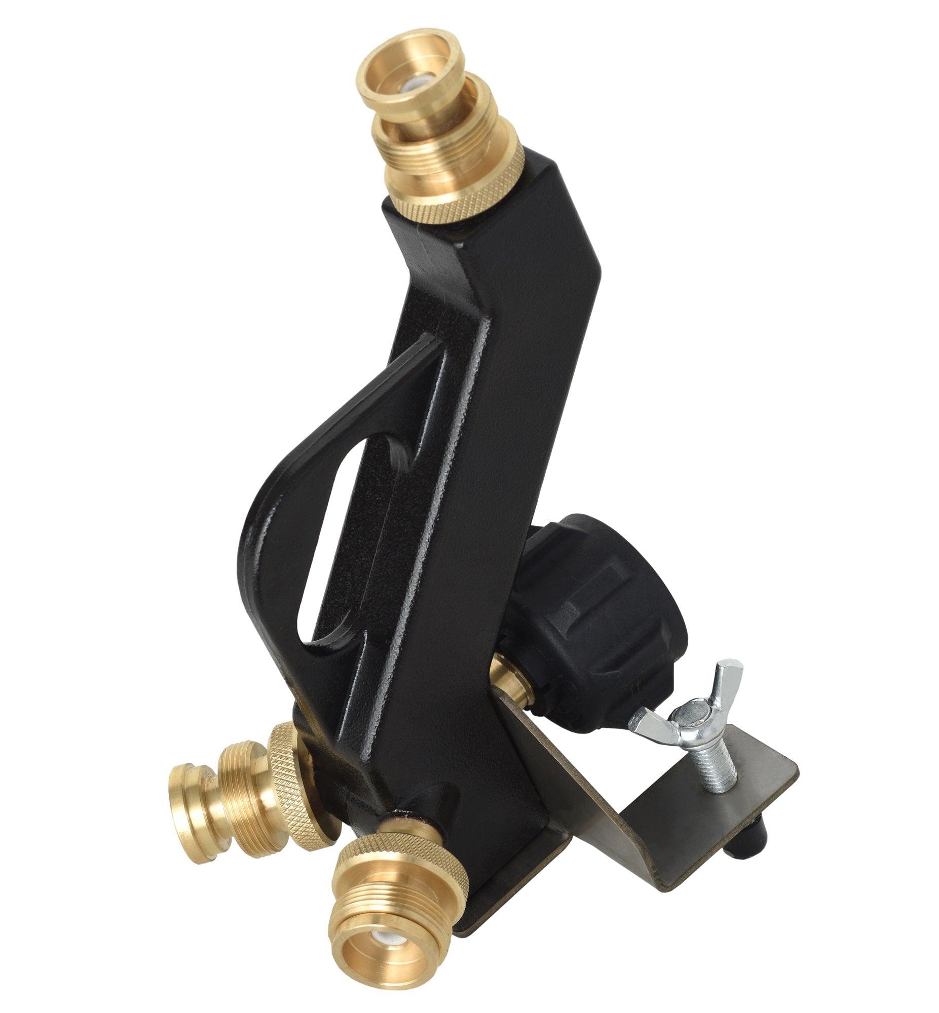 Flame King Mini 3-Ports Distribution Tree for camping, showing its compact design and multiple connection ports for outdoor use.
