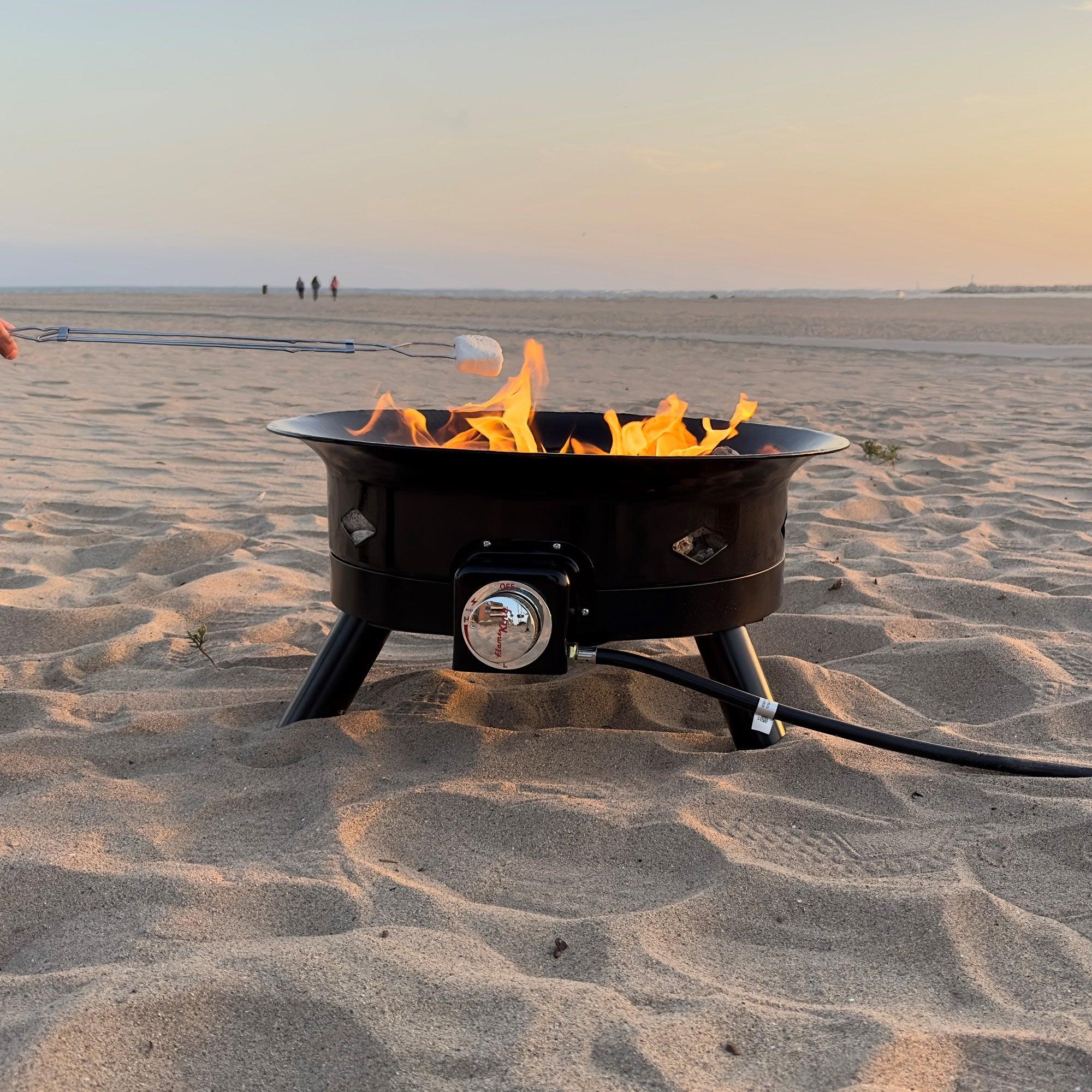 Flame King Outdoor Portable Propane Gas 24" Fire Pit Bowl with Self Igniter Cover Carry Straps - We The Collective