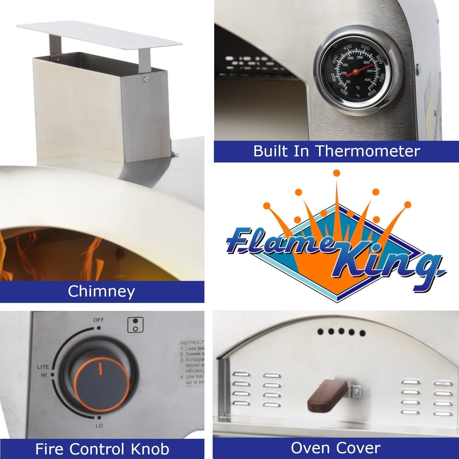 Flame King Outdoor Portable Stainless Steel Propane Pizza Oven Gas With Stone - We The Collective