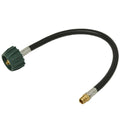 Flame King 18-inch pigtail propane hose connector showing durable connectors and flexible hose design for secure gas connections.