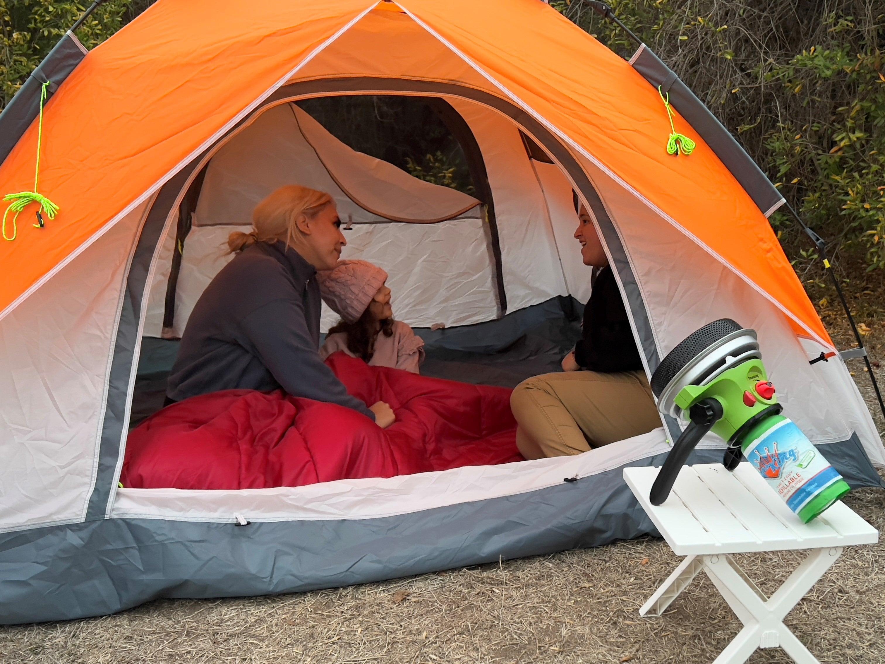 Portable Flame King propane outdoor heater with piezo electric start, suitable for camping and outdoor heating.