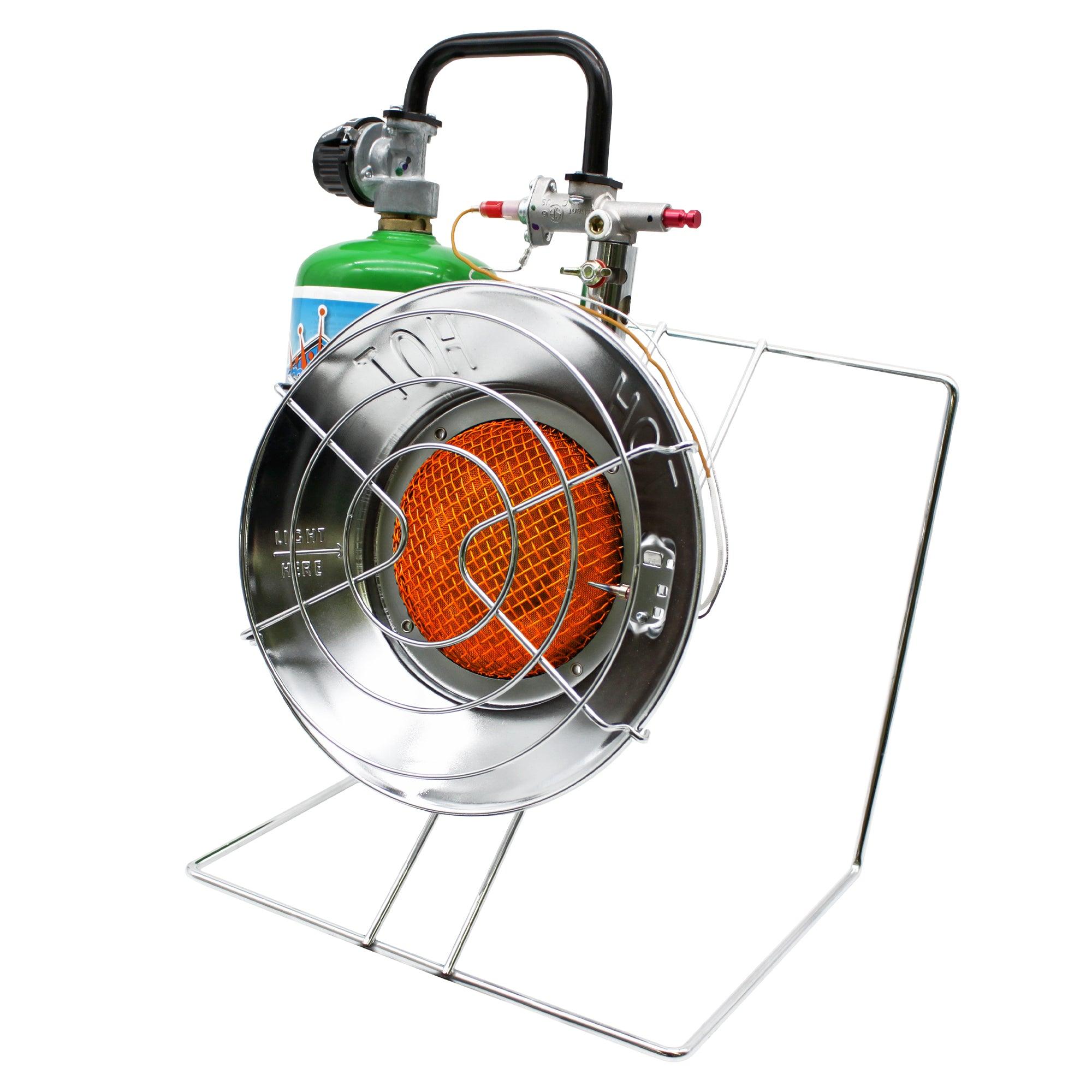Portable Flame King burner and cooker heater for camping, compact and multi-use for outdoor cooking and heating needs.
