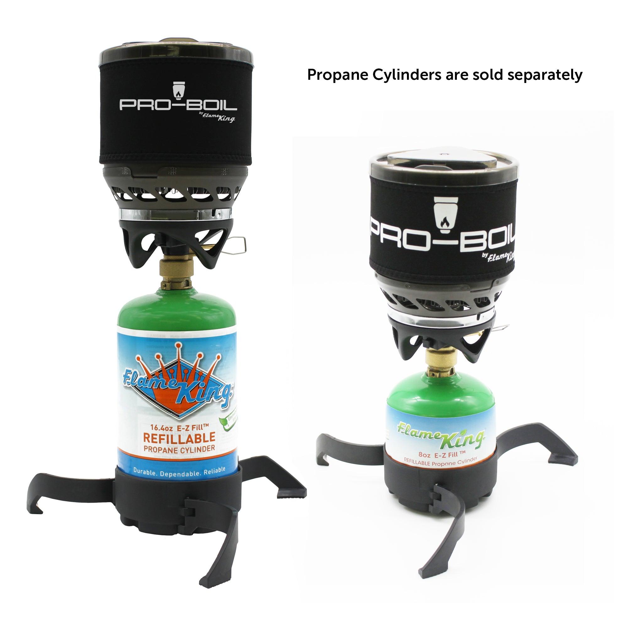Flame King Pro-Boil camping and backpacking stove cooking system with compact stove and cookware for outdoor cooking.
