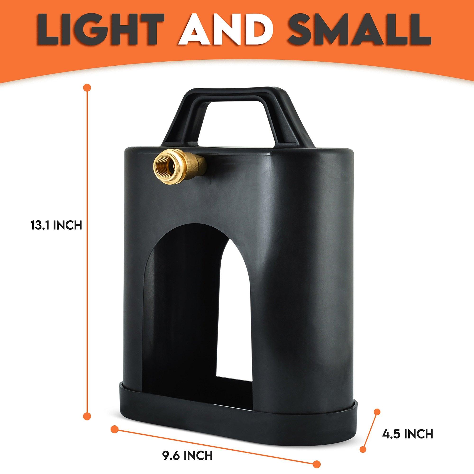 Flame King ProBoost dual propane tank carrier holding two 1LB tanks, featuring sturdy straps and a compact design.