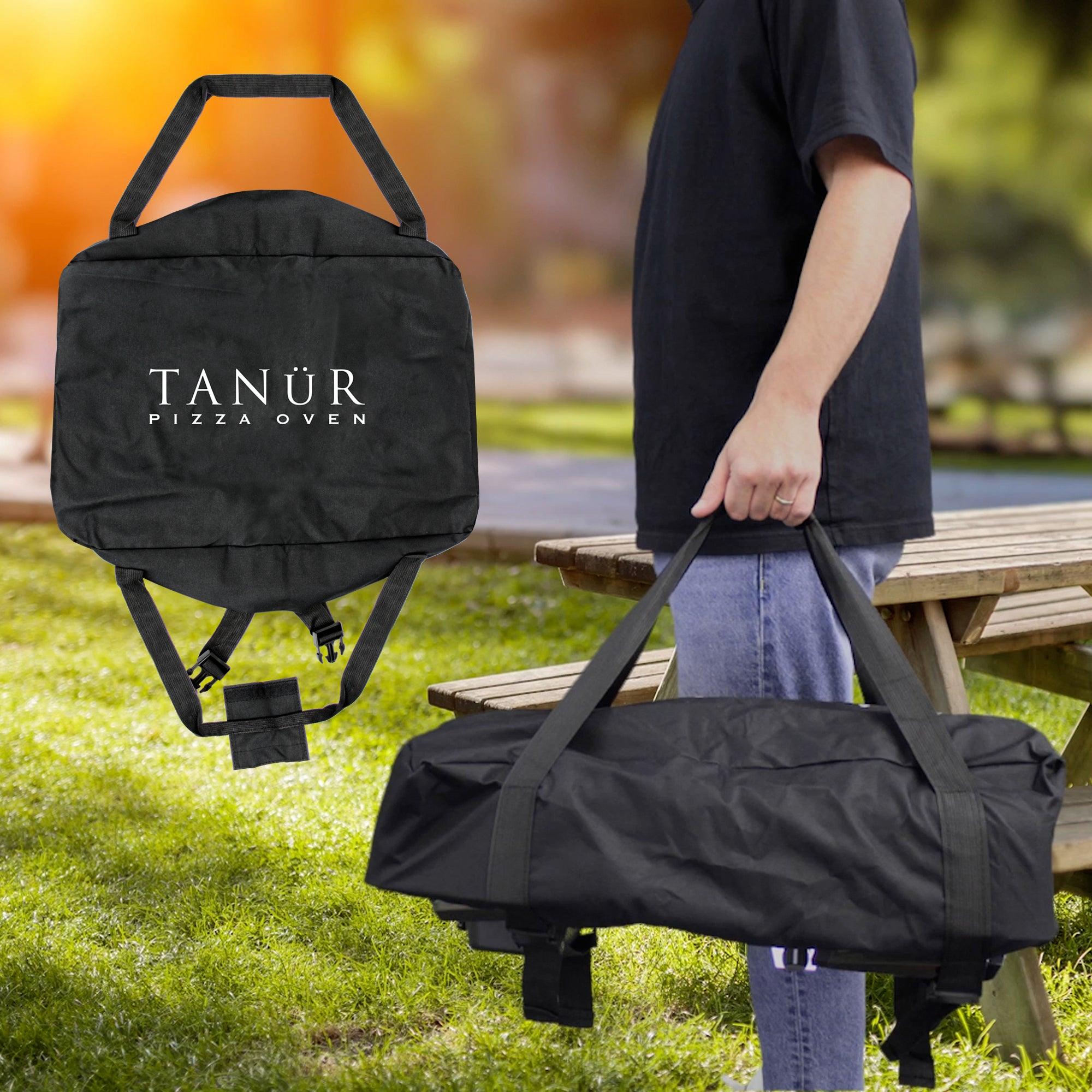 Flame King propane 12-inch pizza oven carry cover bag, tan color, made for portable pizza oven accessories, durable and weather-resistant.