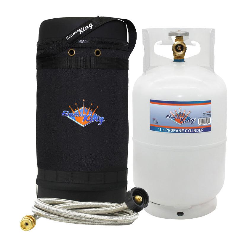 Flame King Propane Gas Hauler Kit 10lb Propane Tank, Adapter Hose and Insulated Protective Carry Case - We The Collective