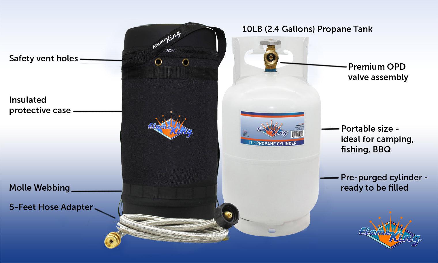 Flame King Propane Gas Hauler Kit 10lb Propane Tank, Adapter Hose and Insulated Protective Carry Case - We The Collective