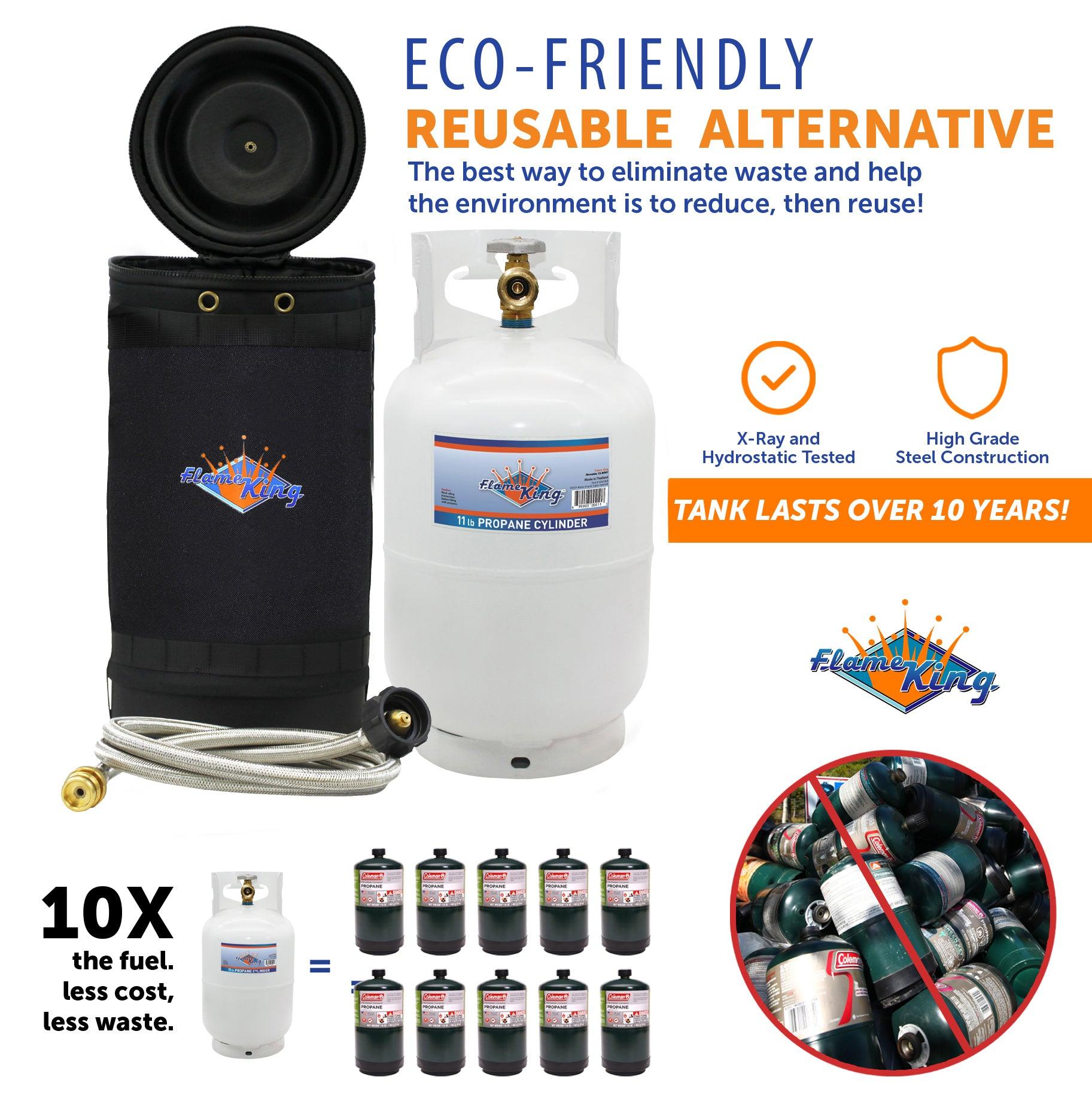 Flame King Propane Gas Hauler Kit 10lb Propane Tank, Adapter Hose and Insulated Protective Carry Case - We The Collective
