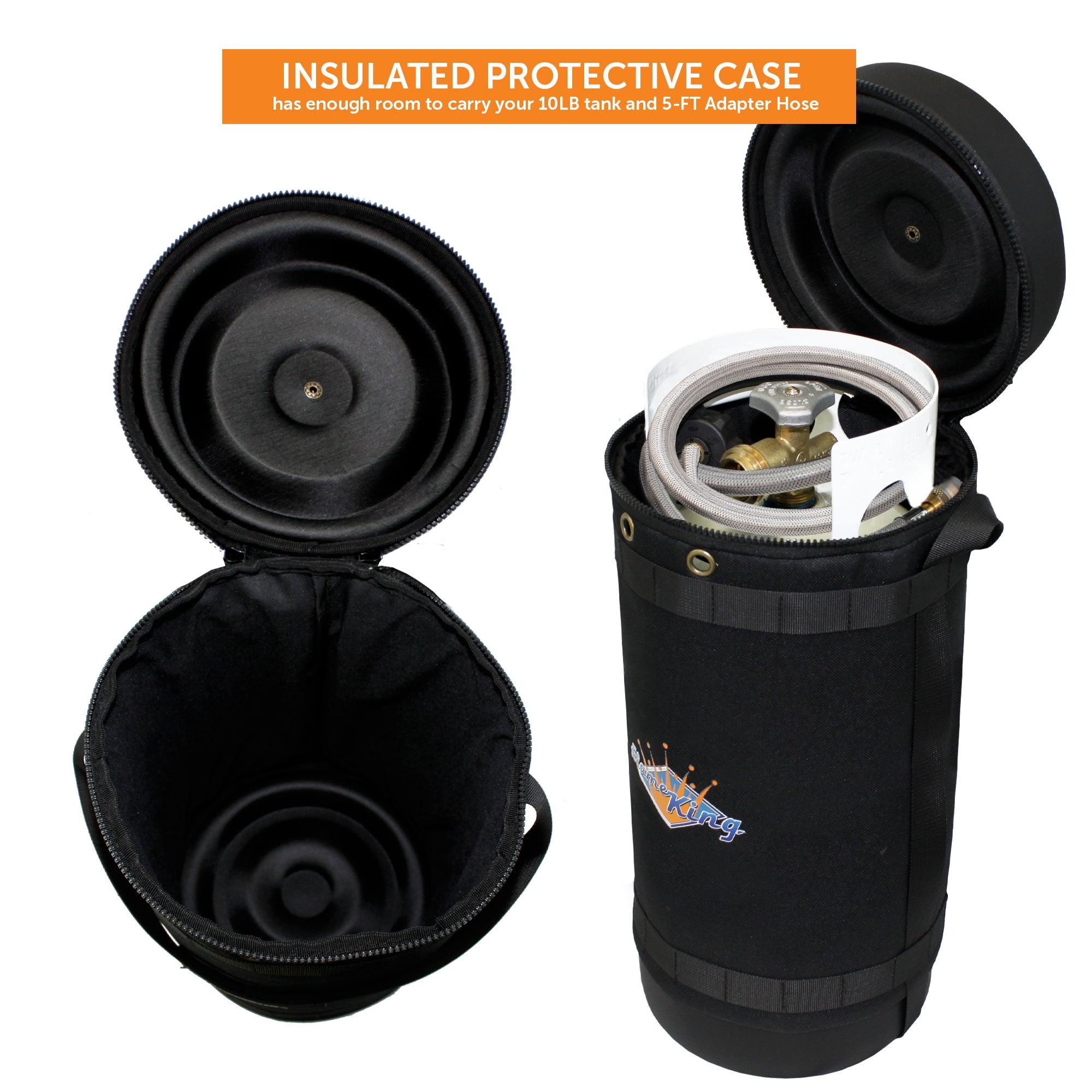 Flame King Propane Gas Hauler Kit 10lb Propane Tank, Adapter Hose and Insulated Protective Carry Case - We The Collective