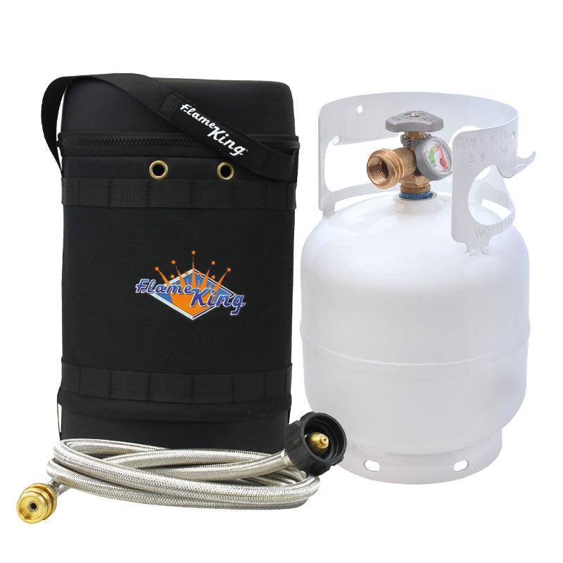 Flame King Propane Gas Hauler Kit 5lb Gauge Propane Tank, Adapter Hose and Insulated Protective Carry Case - We The Collective