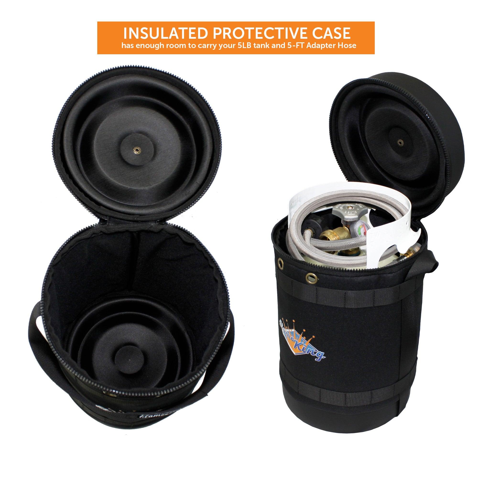 Flame King Propane Gas Hauler Kit 5lb Gauge Propane Tank, Adapter Hose and Insulated Protective Carry Case - We The Collective