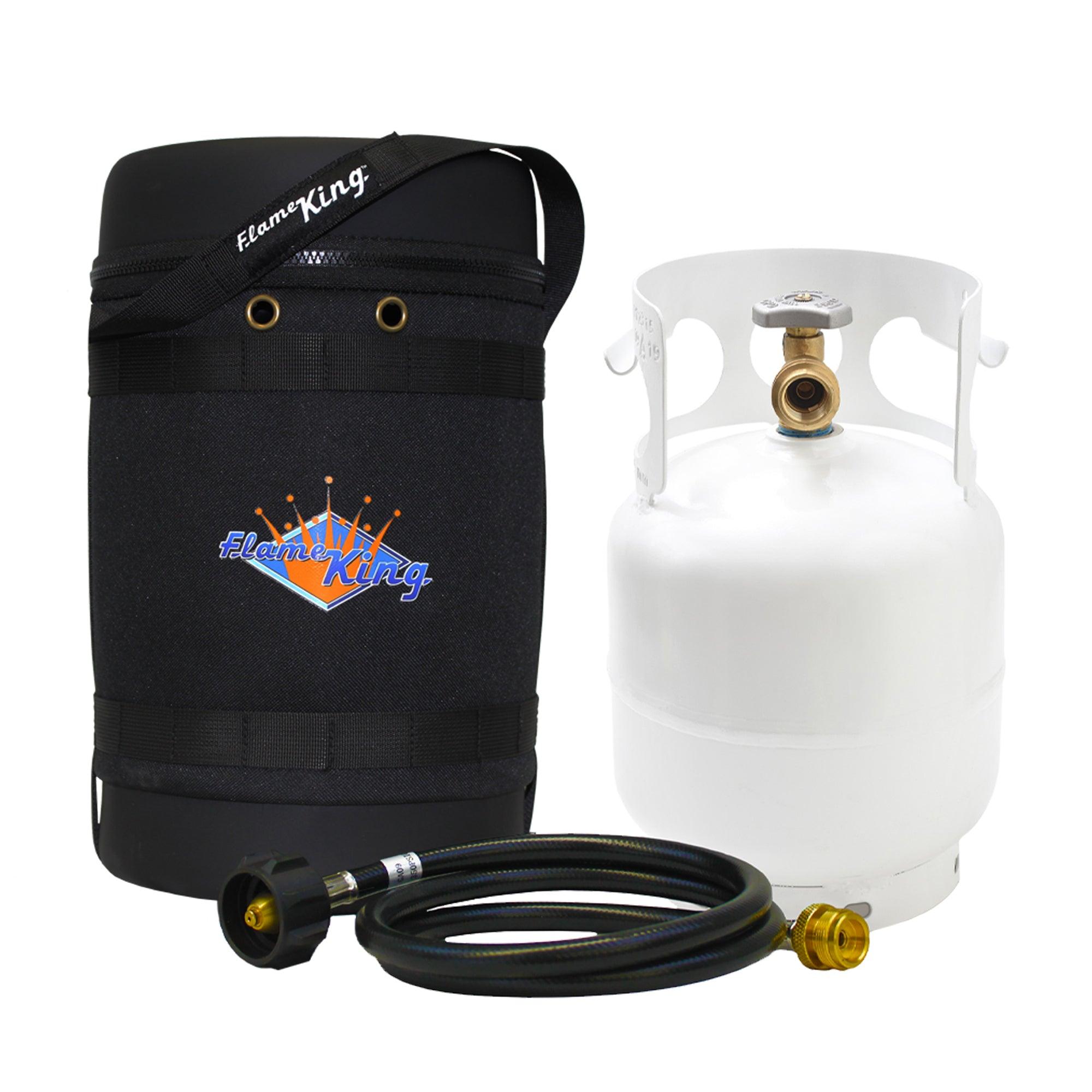 Flame King Propane Gas Hauler Kit 5lb Propane Tank, Adapter Hose and Insulated Protective Carry Case - We The Collective