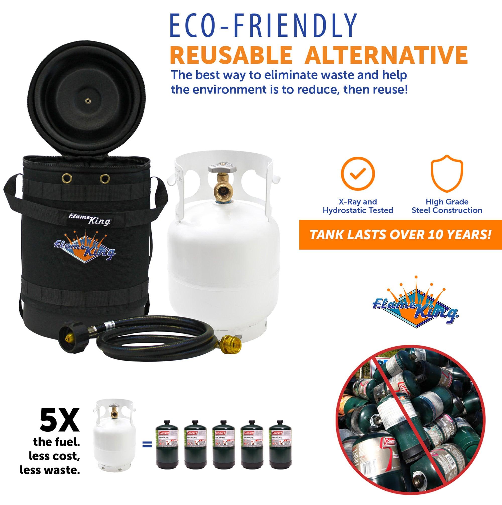 Flame King Propane Gas Hauler Kit 5lb Propane Tank, Adapter Hose and Insulated Protective Carry Case - We The Collective