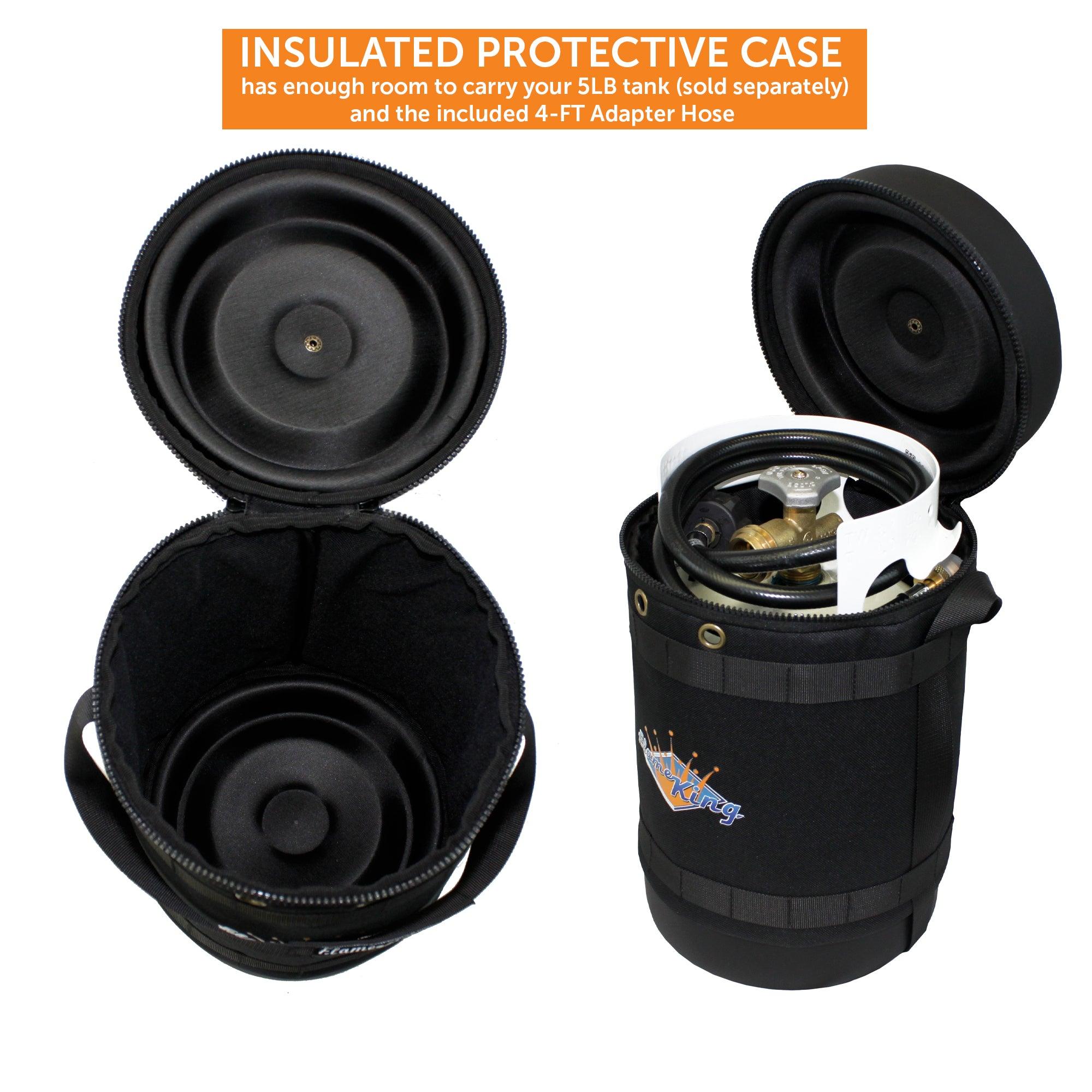 Flame King Propane Gas Hauler Kit-Insulated Protective Carry Case for 5lb Propane Tank plus Adapter Hose - We The Collective